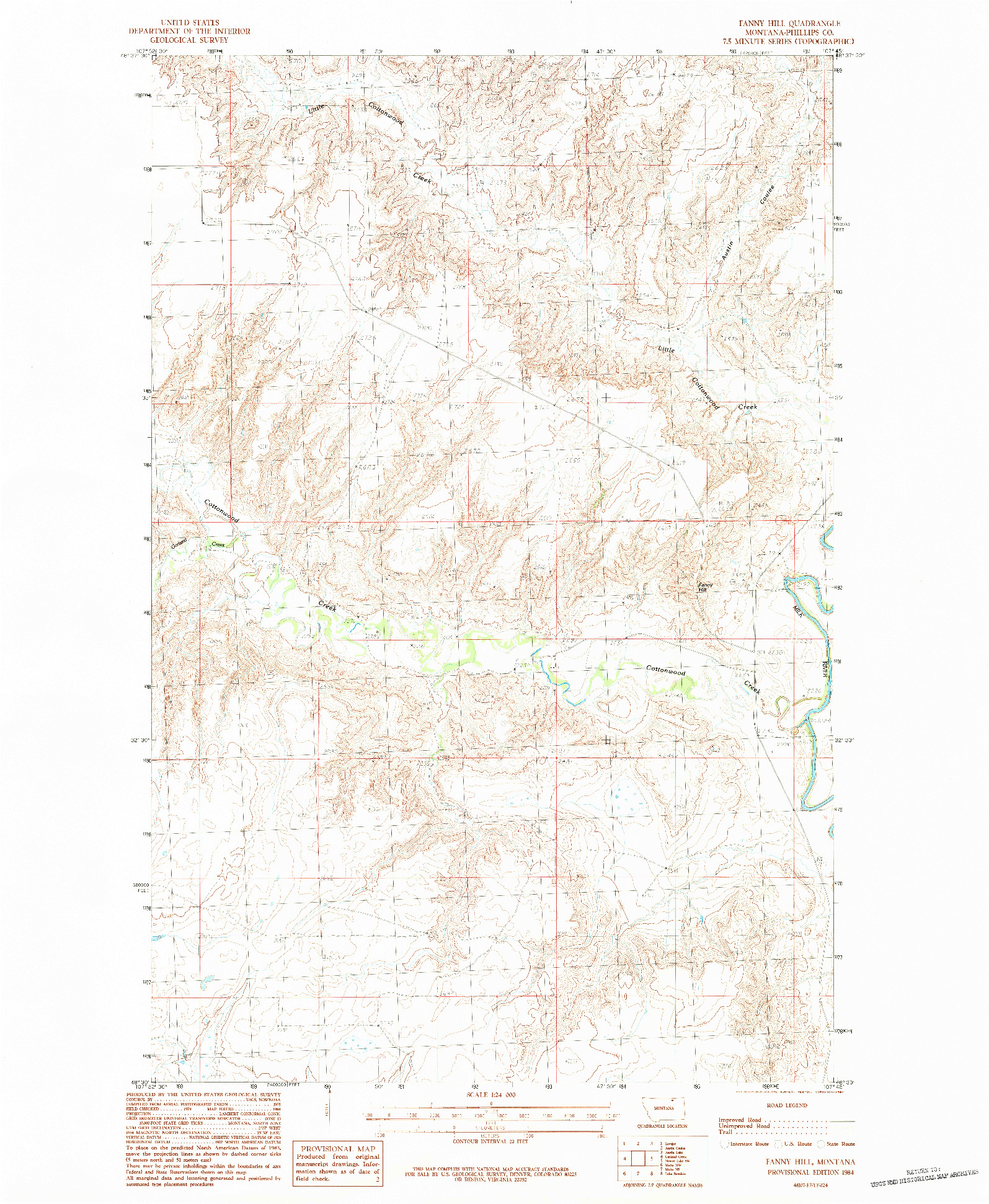 USGS 1:24000-SCALE QUADRANGLE FOR FANNY HILL, MT 1984