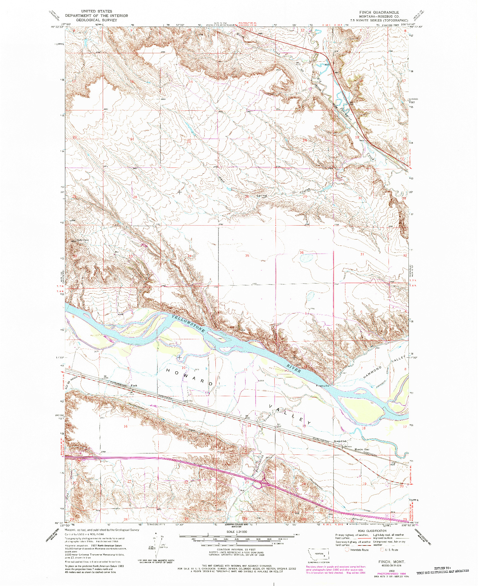 USGS 1:24000-SCALE QUADRANGLE FOR FINCH, MT 1968