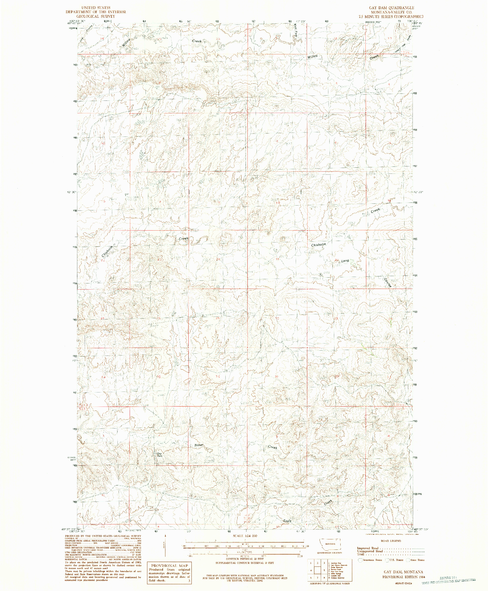 USGS 1:24000-SCALE QUADRANGLE FOR GAY DAM, MT 1984
