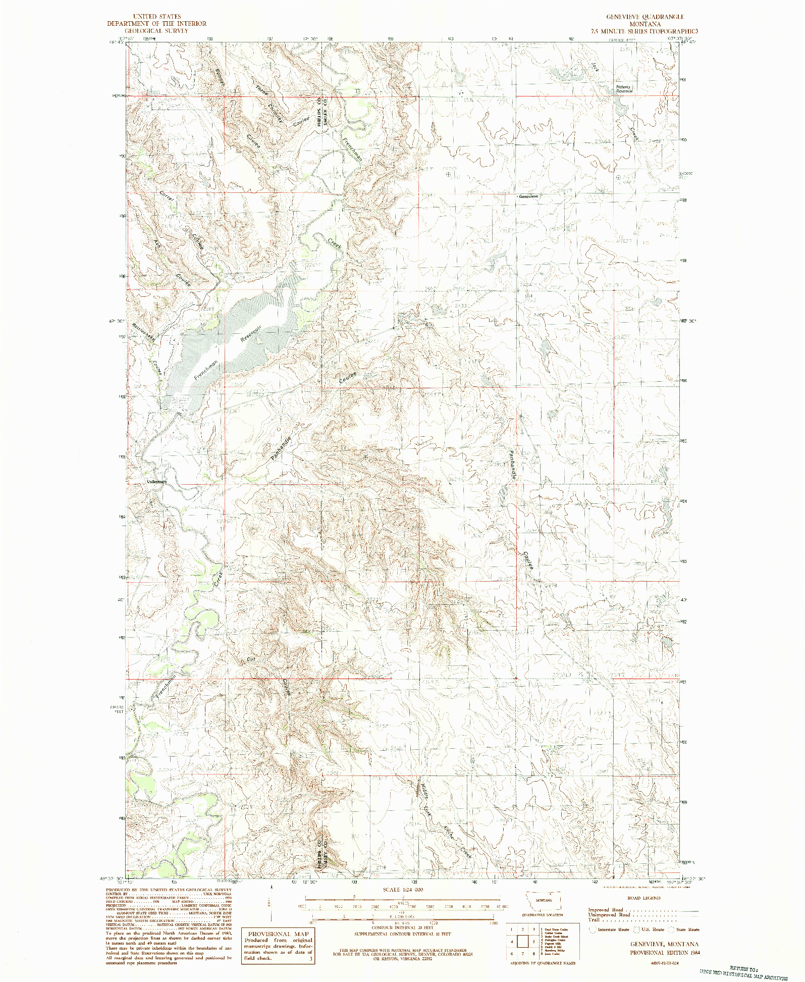 USGS 1:24000-SCALE QUADRANGLE FOR GENEVIEVE, MT 1984