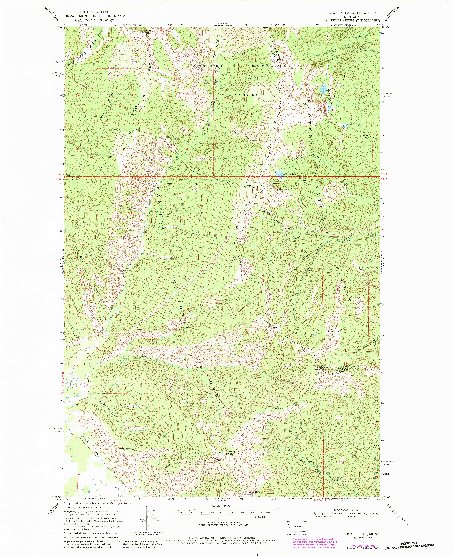 USGS 1:24000-SCALE QUADRANGLE FOR GOAT PEAK, MT 1966