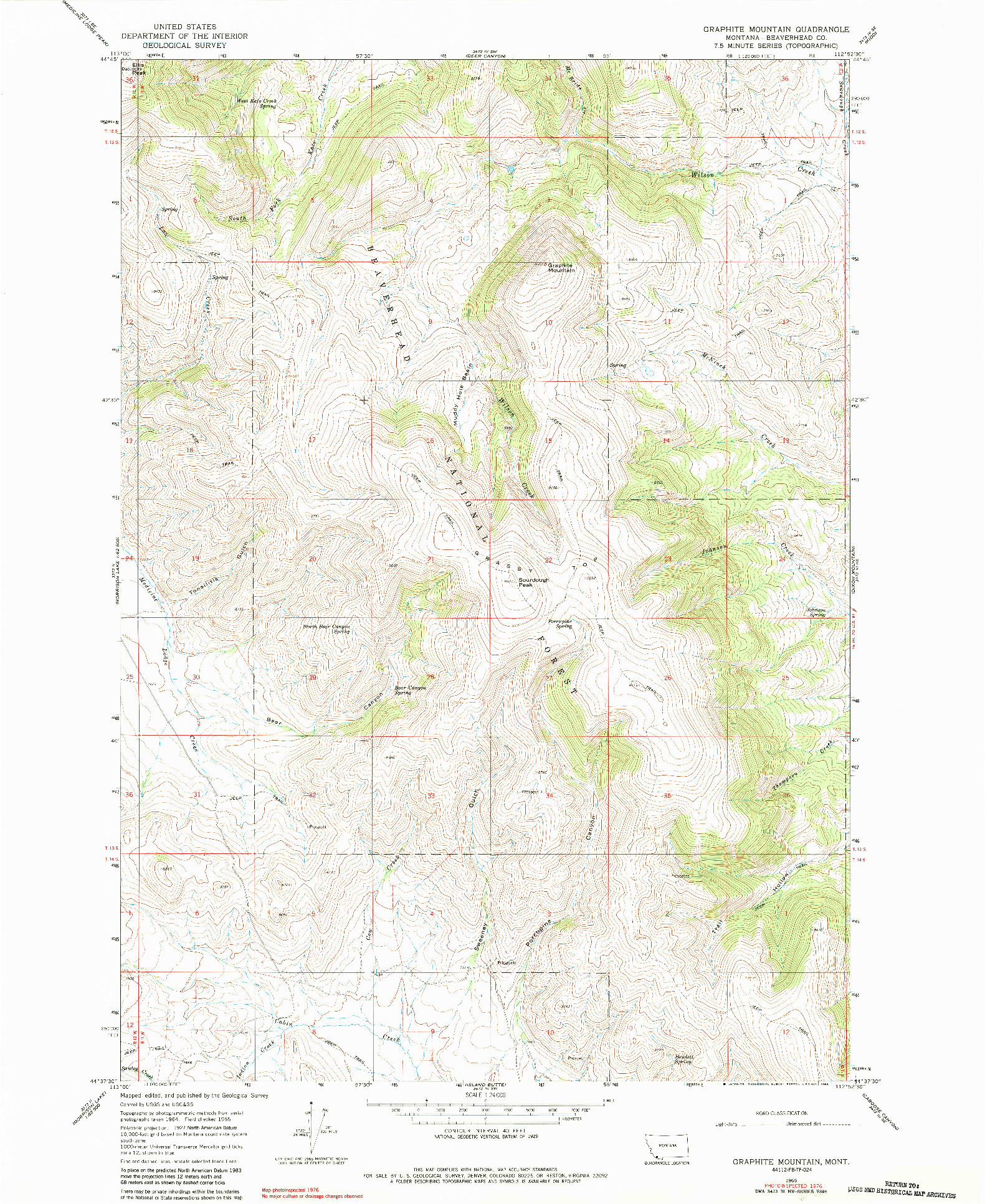 USGS 1:24000-SCALE QUADRANGLE FOR GRAPHITE MOUNTAIN, MT 1965
