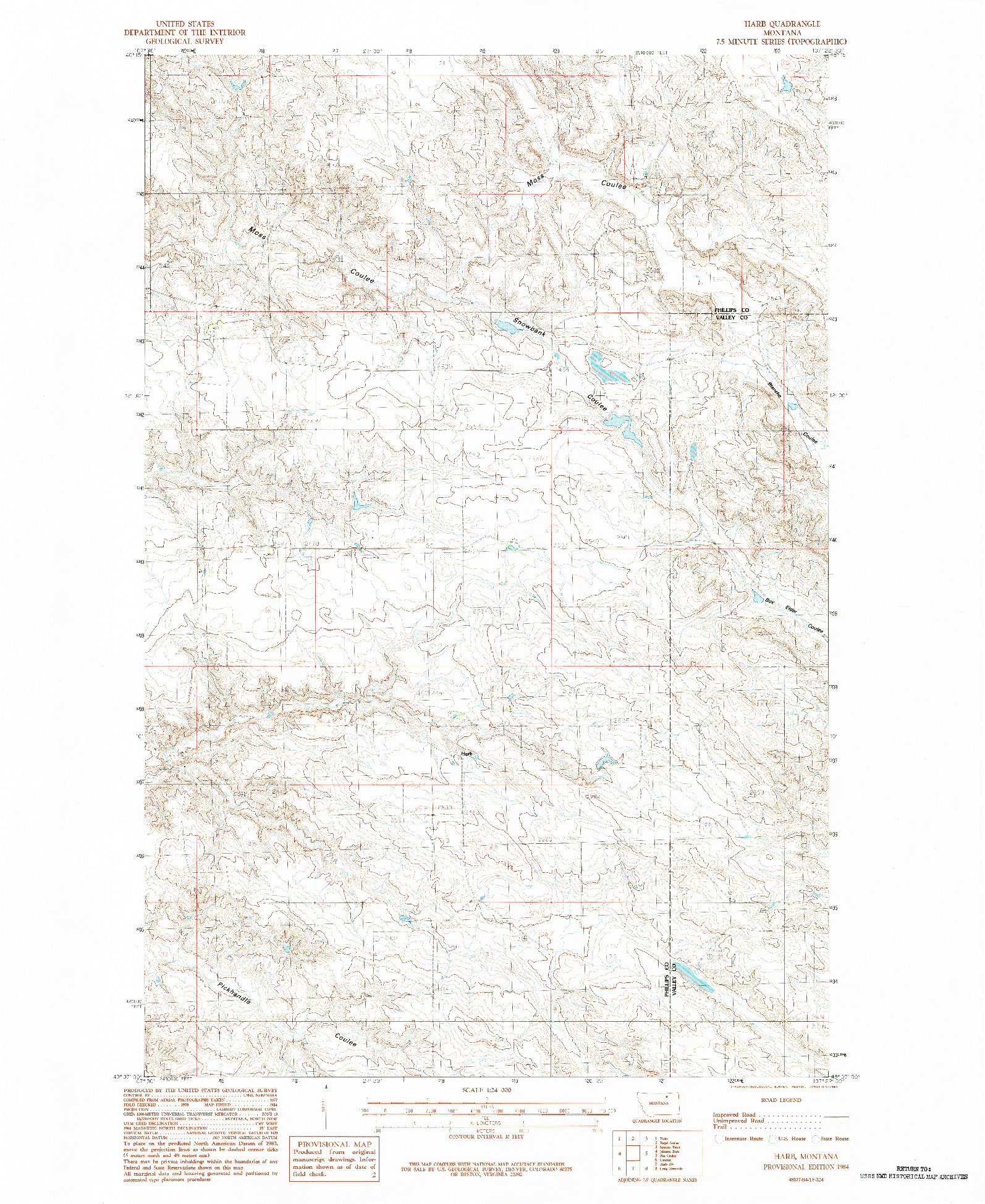 USGS 1:24000-SCALE QUADRANGLE FOR HARB, MT 1984