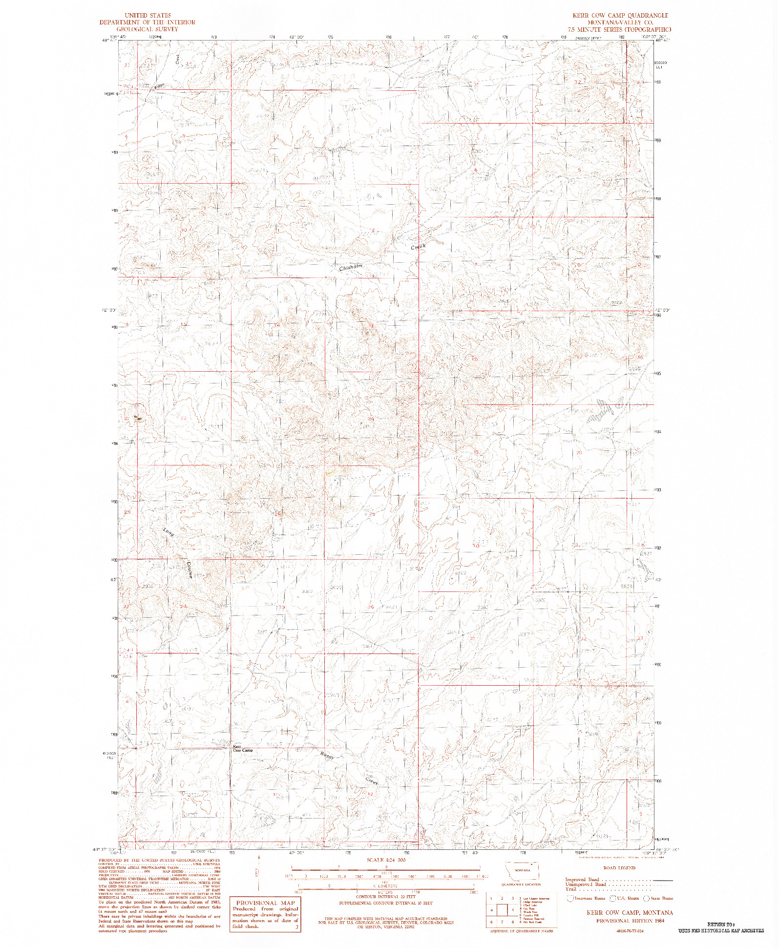USGS 1:24000-SCALE QUADRANGLE FOR KERR COW CAMP, MT 1984