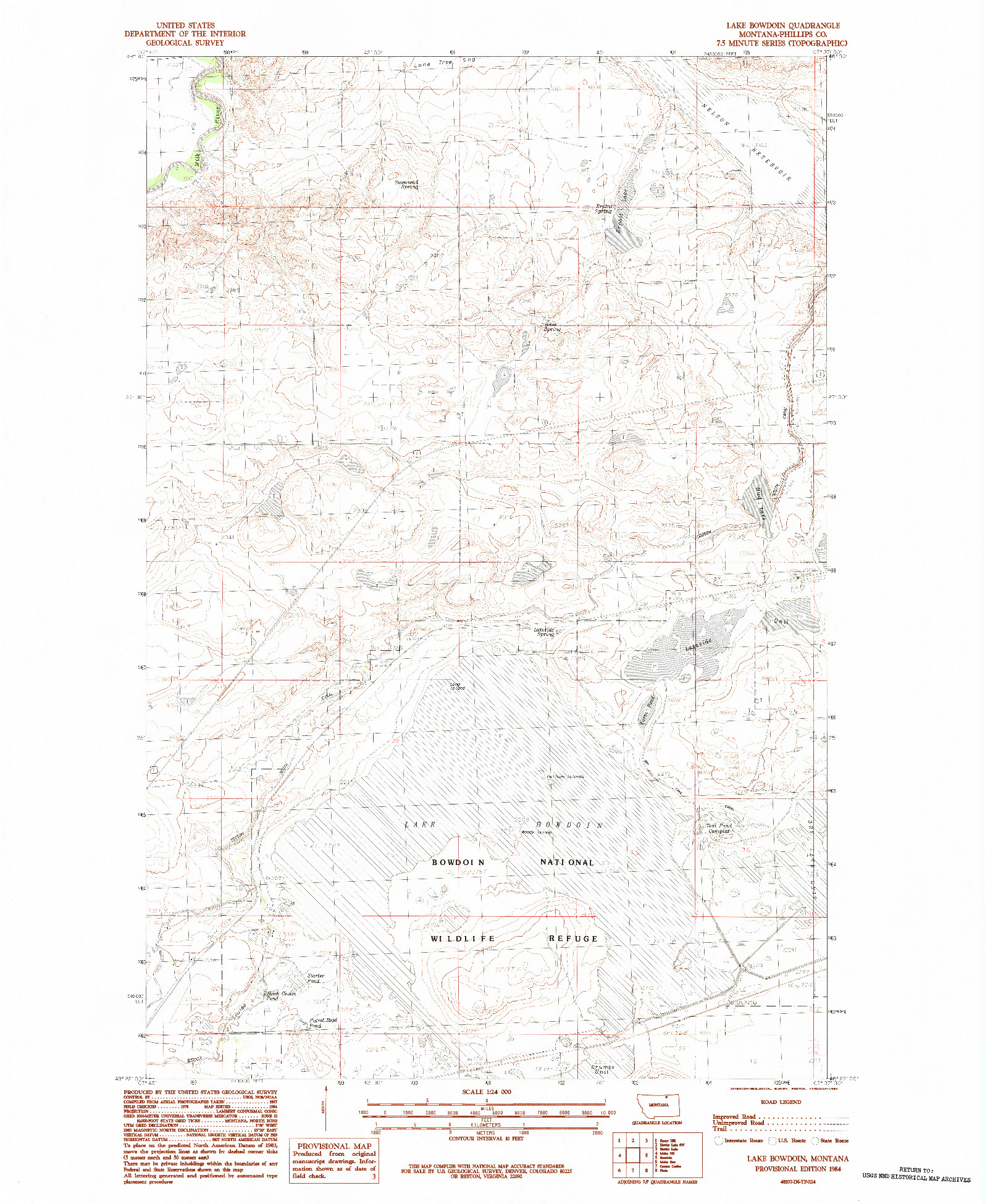 USGS 1:24000-SCALE QUADRANGLE FOR LAKE BOWDOIN, MT 1984