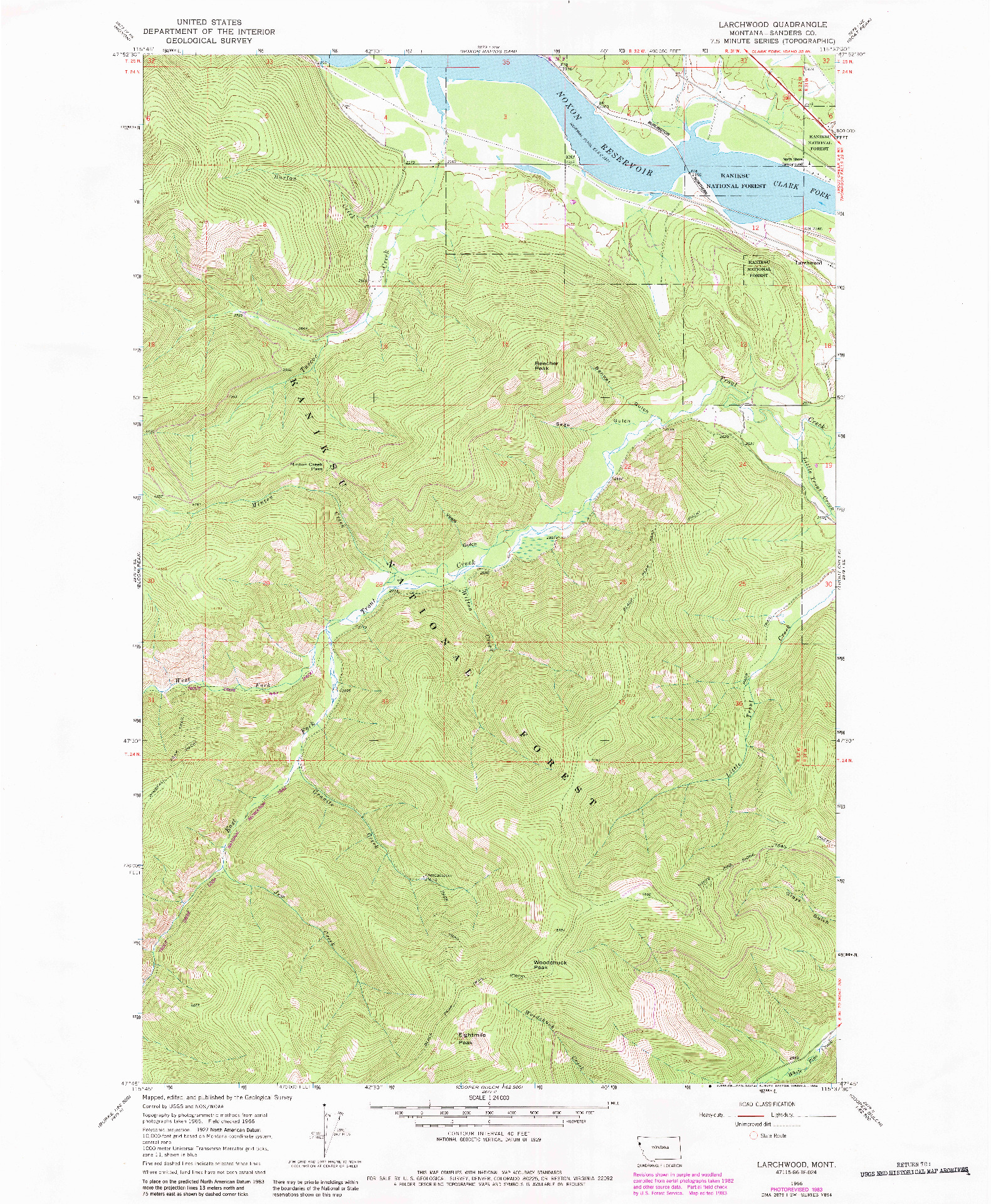 USGS 1:24000-SCALE QUADRANGLE FOR LARCHWOOD, MT 1966