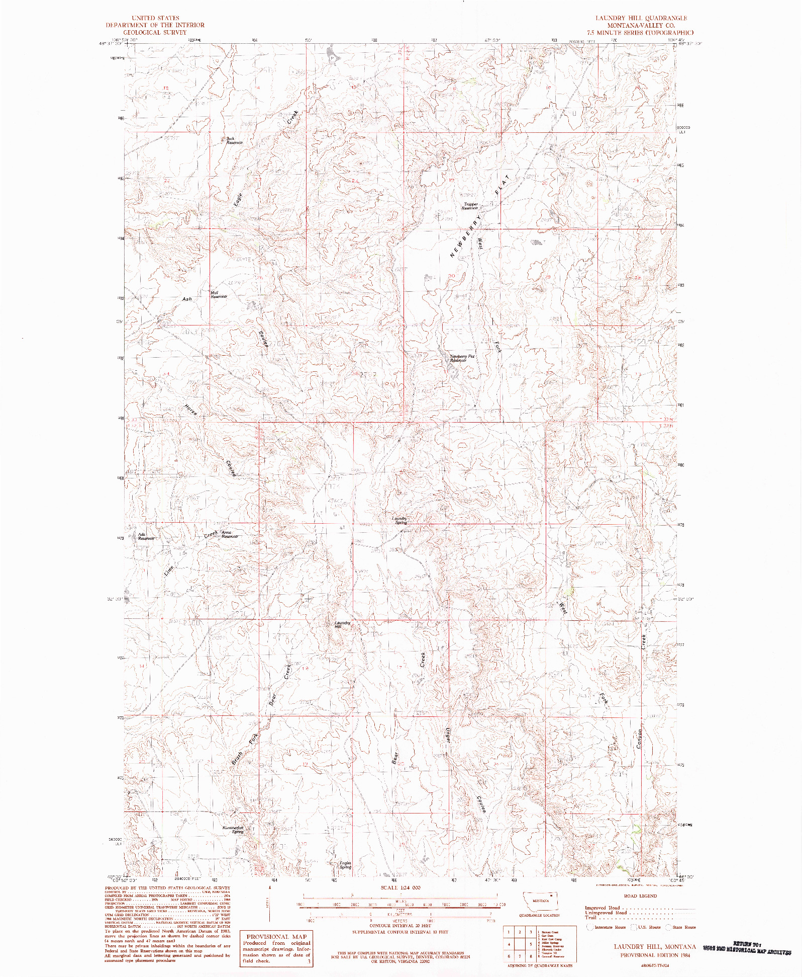 USGS 1:24000-SCALE QUADRANGLE FOR LAUNDRY HILL, MT 1984