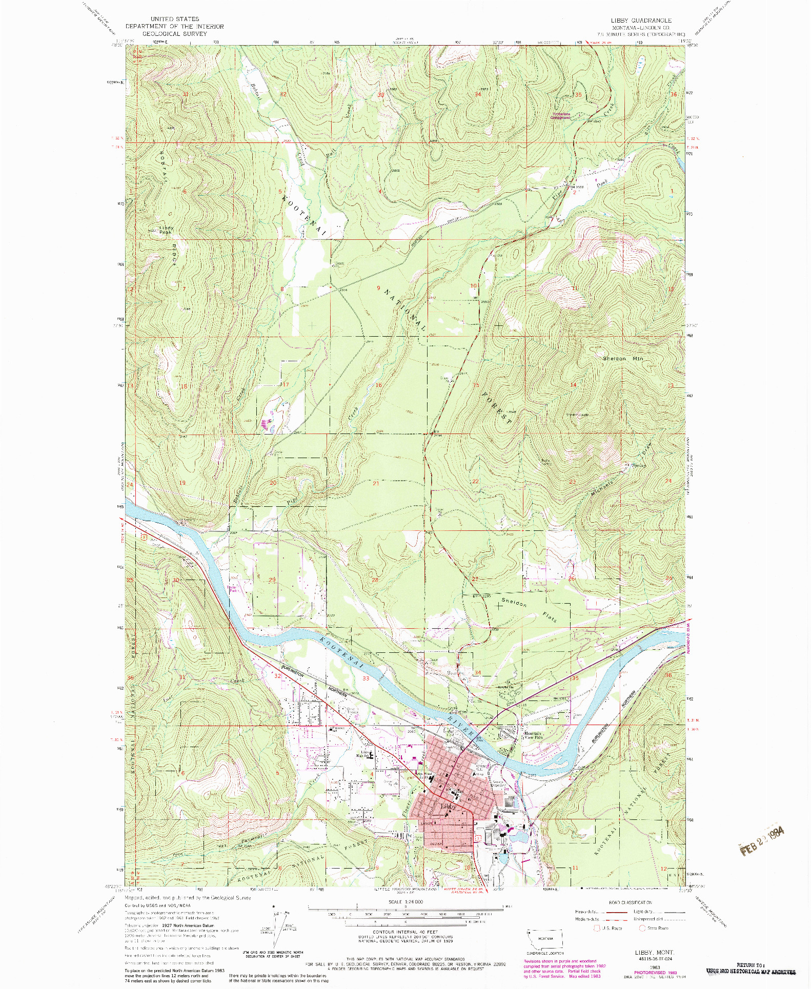 USGS 1:24000-SCALE QUADRANGLE FOR LIBBY, MT 1963