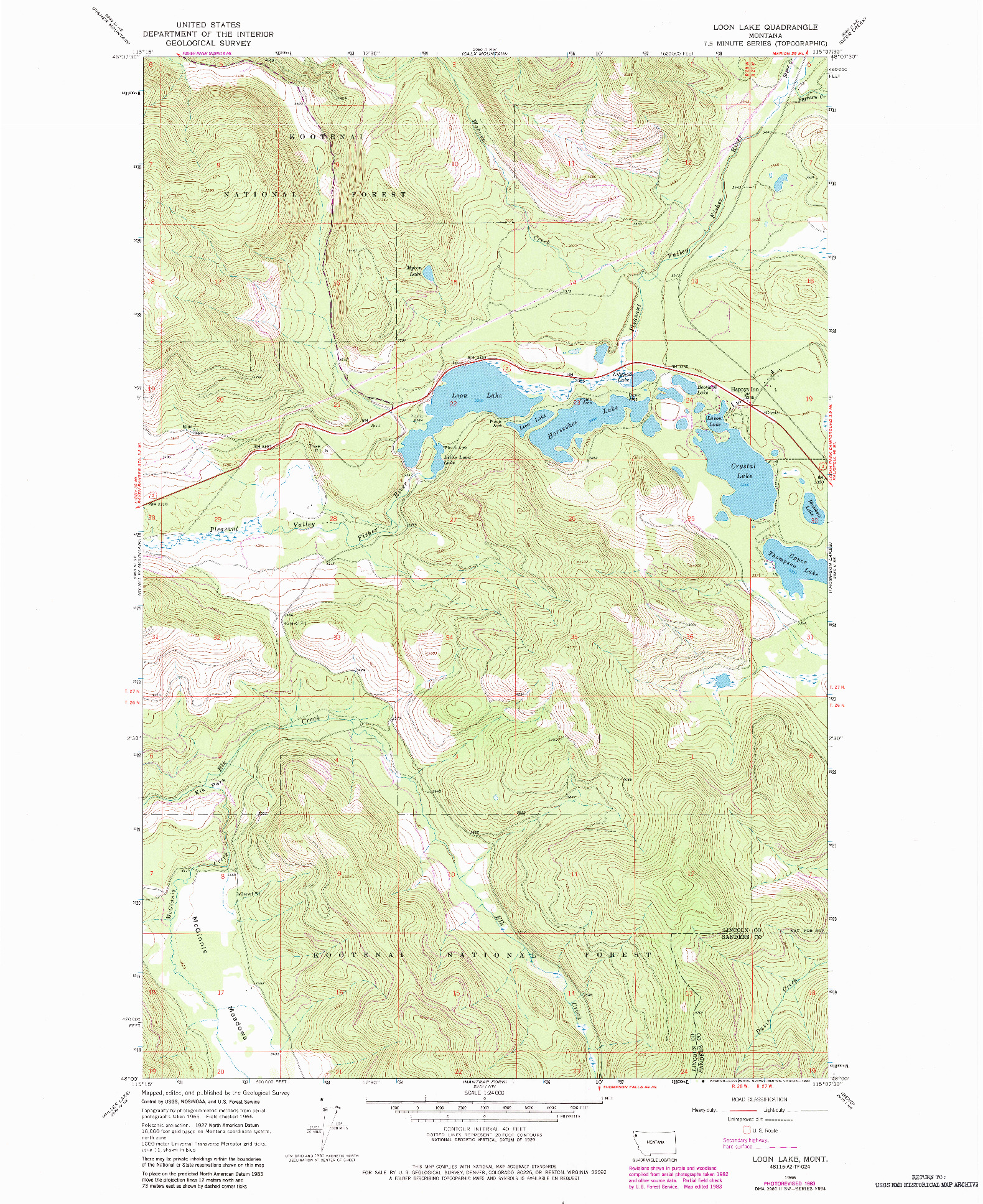 USGS 1:24000-SCALE QUADRANGLE FOR LOON LAKE, MT 1966