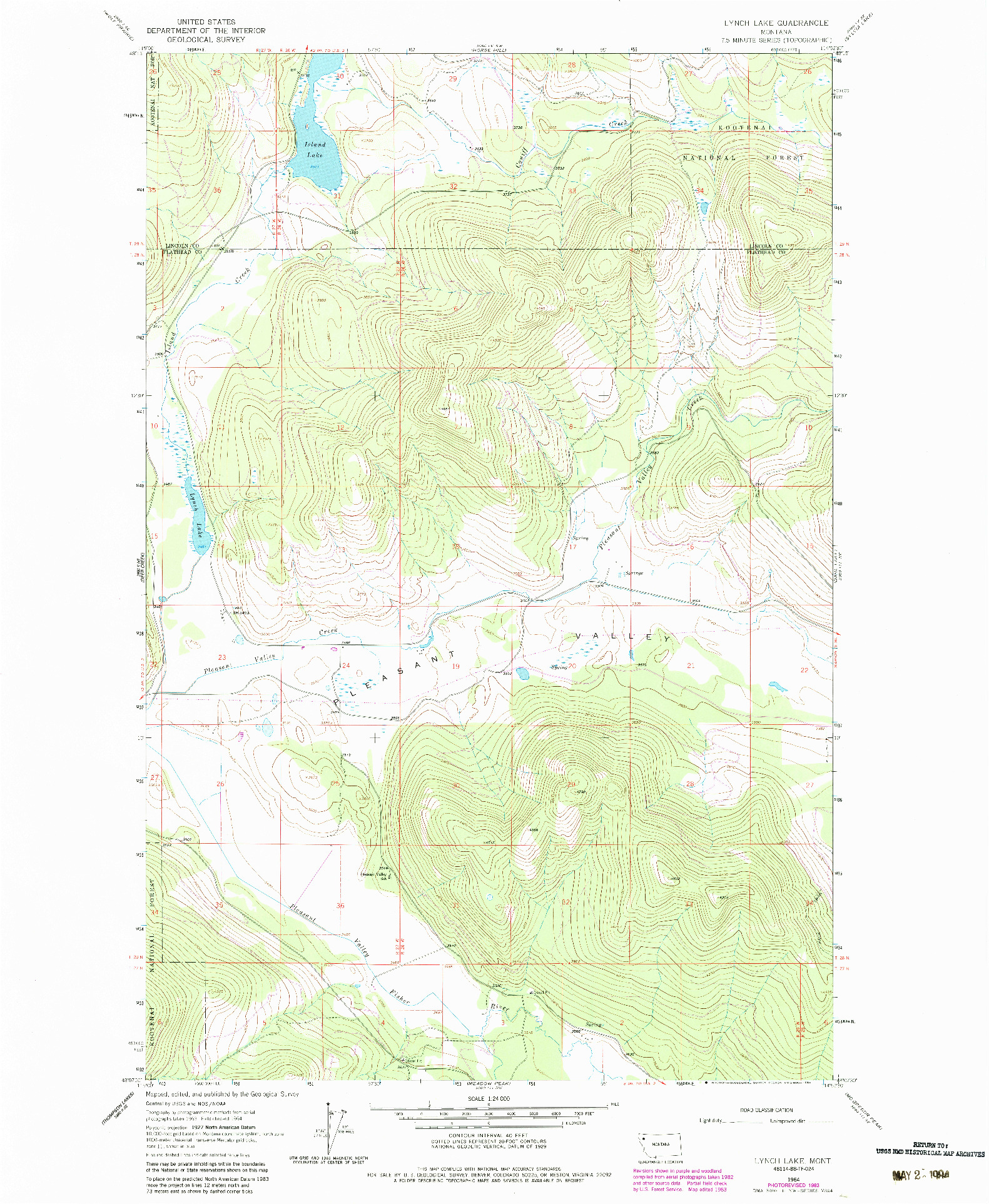 USGS 1:24000-SCALE QUADRANGLE FOR LYNCH LAKE, MT 1964