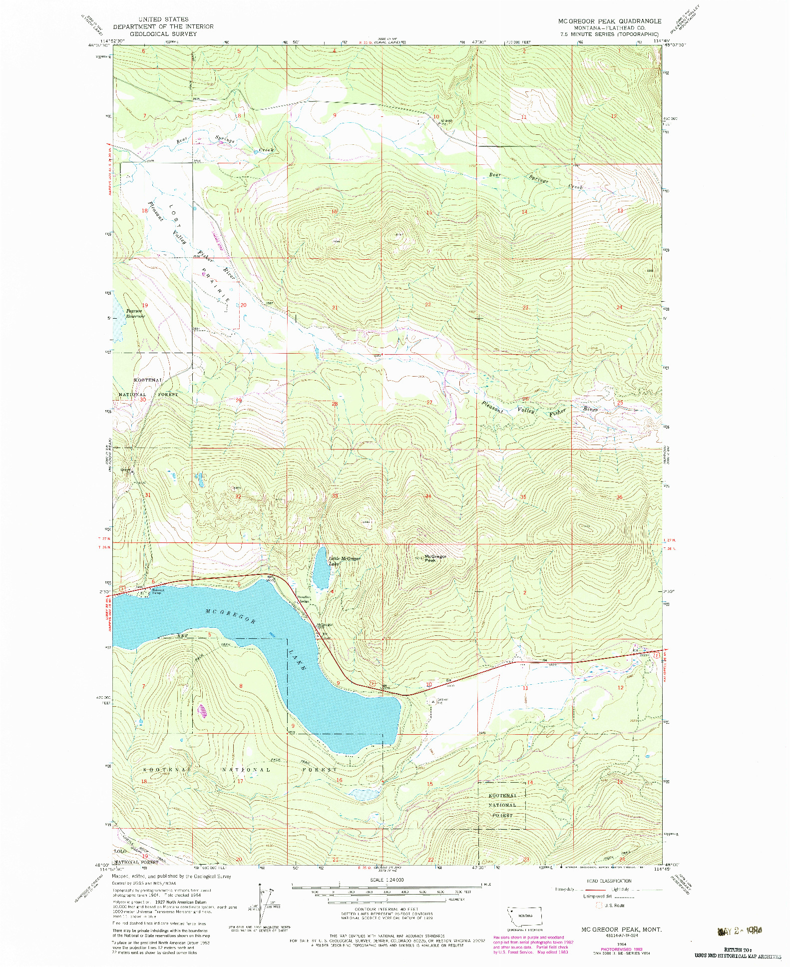 USGS 1:24000-SCALE QUADRANGLE FOR MC GREGOR PEAK, MT 1964