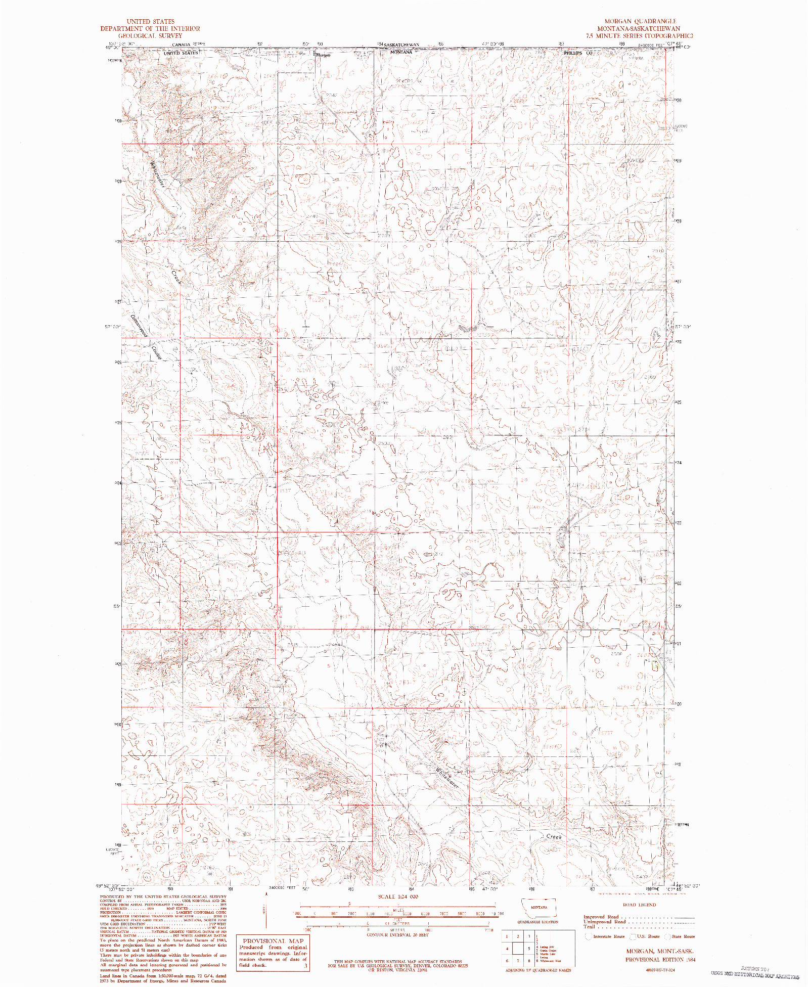 USGS 1:24000-SCALE QUADRANGLE FOR MORGAN, MT 1984
