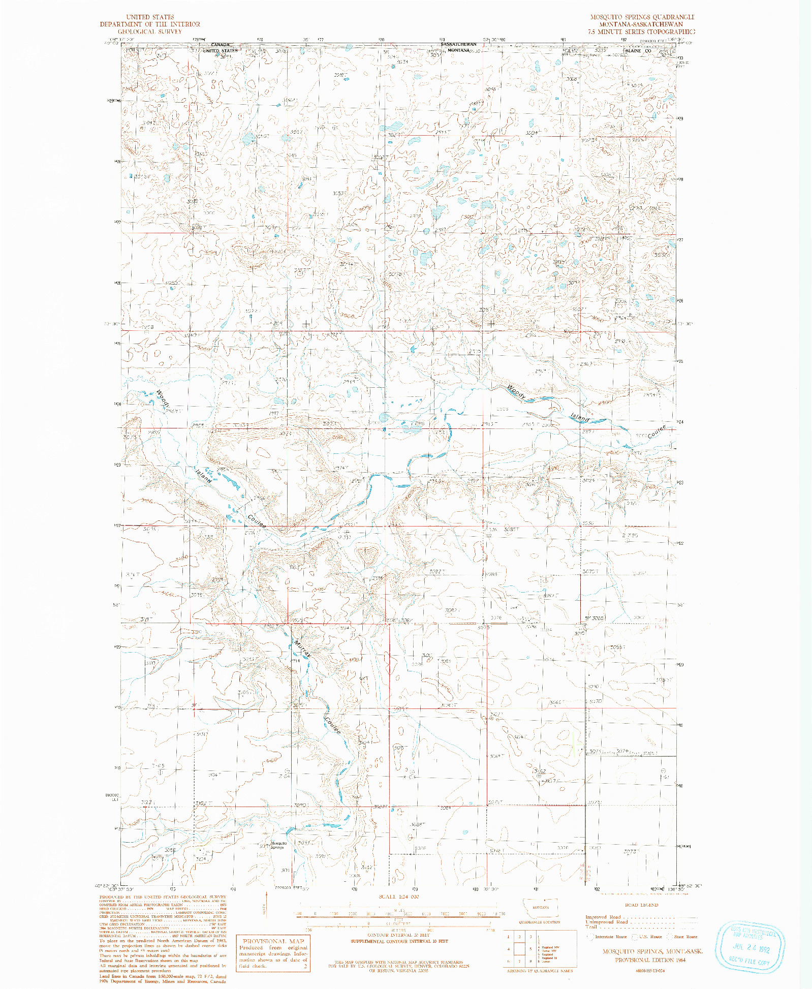 USGS 1:24000-SCALE QUADRANGLE FOR MOSQUITO SPRINGS, MT 1984