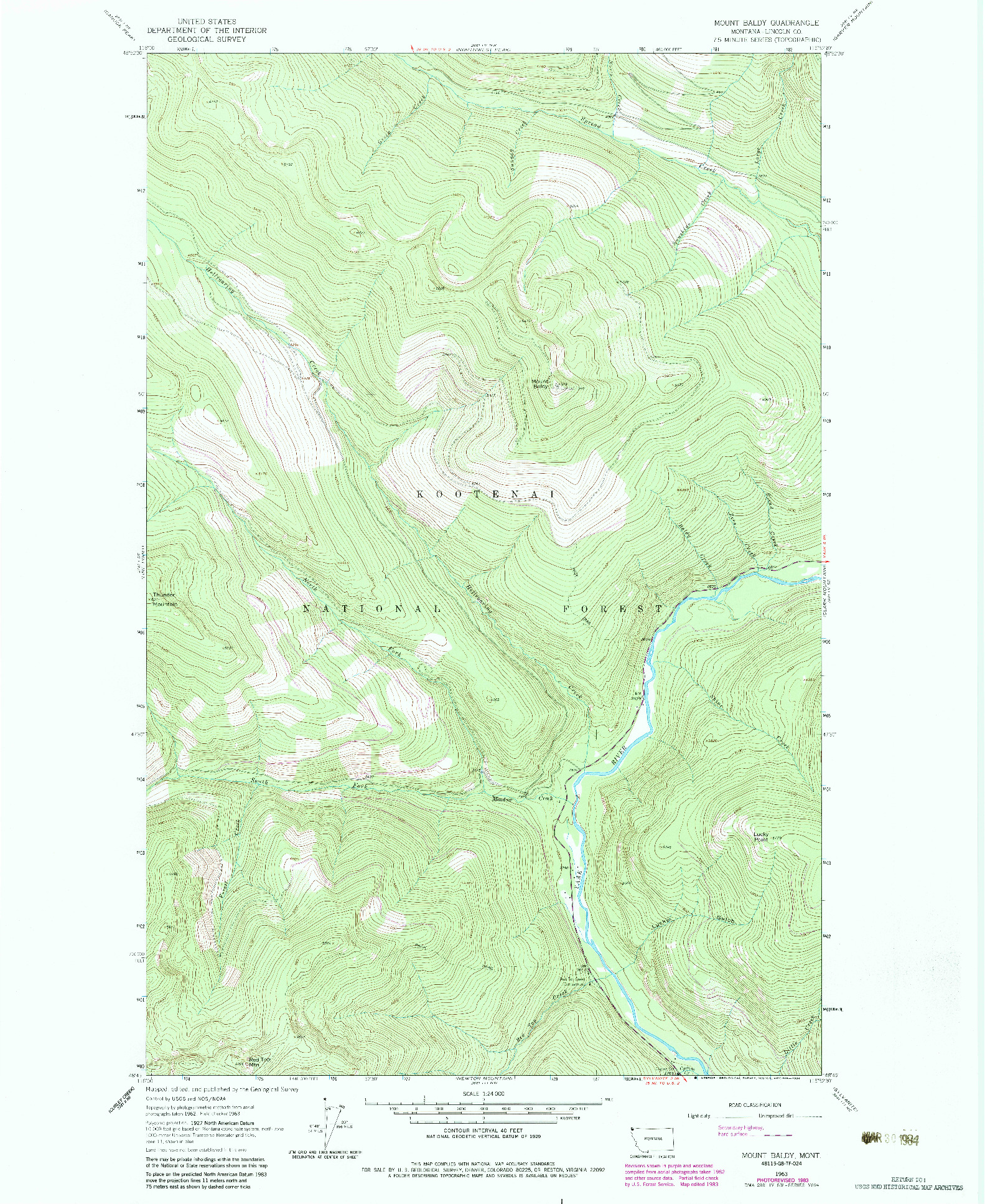 USGS 1:24000-SCALE QUADRANGLE FOR MOUNT BALDY, MT 1963