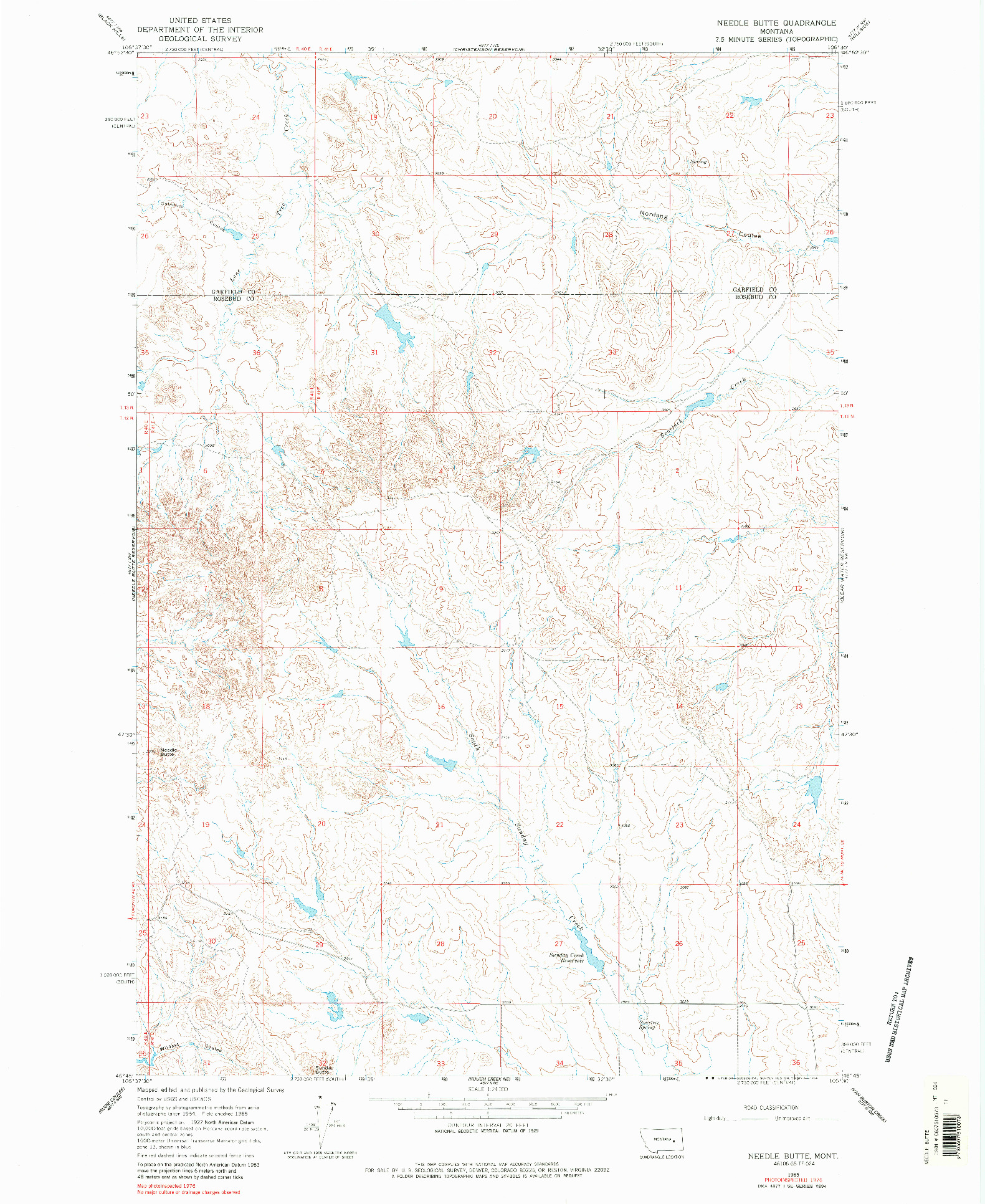 USGS 1:24000-SCALE QUADRANGLE FOR NEEDLE BUTTE, MT 1965