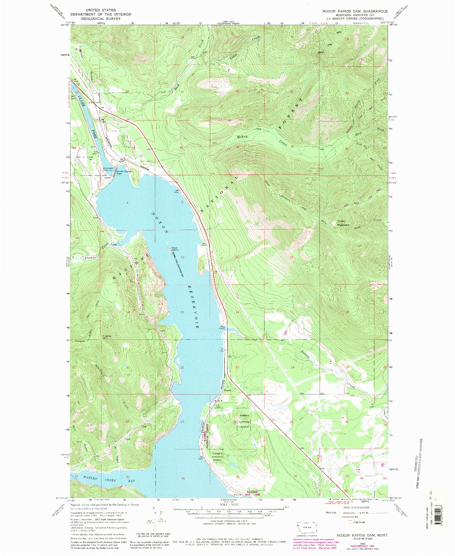 USGS 1:24000-SCALE QUADRANGLE FOR NOXON RAPIDS DAM, MT 1966