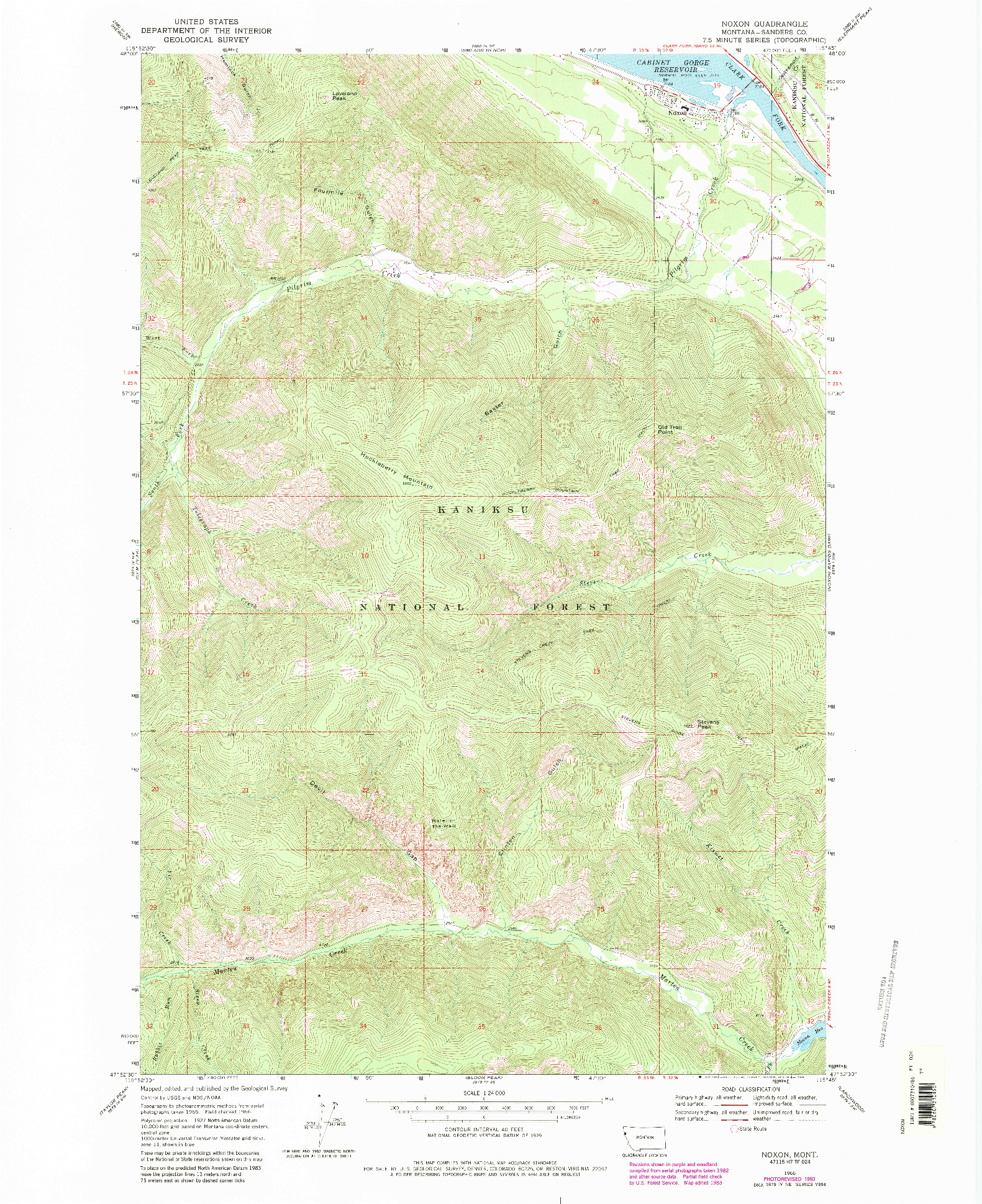 USGS 1:24000-SCALE QUADRANGLE FOR NOXON, MT 1966