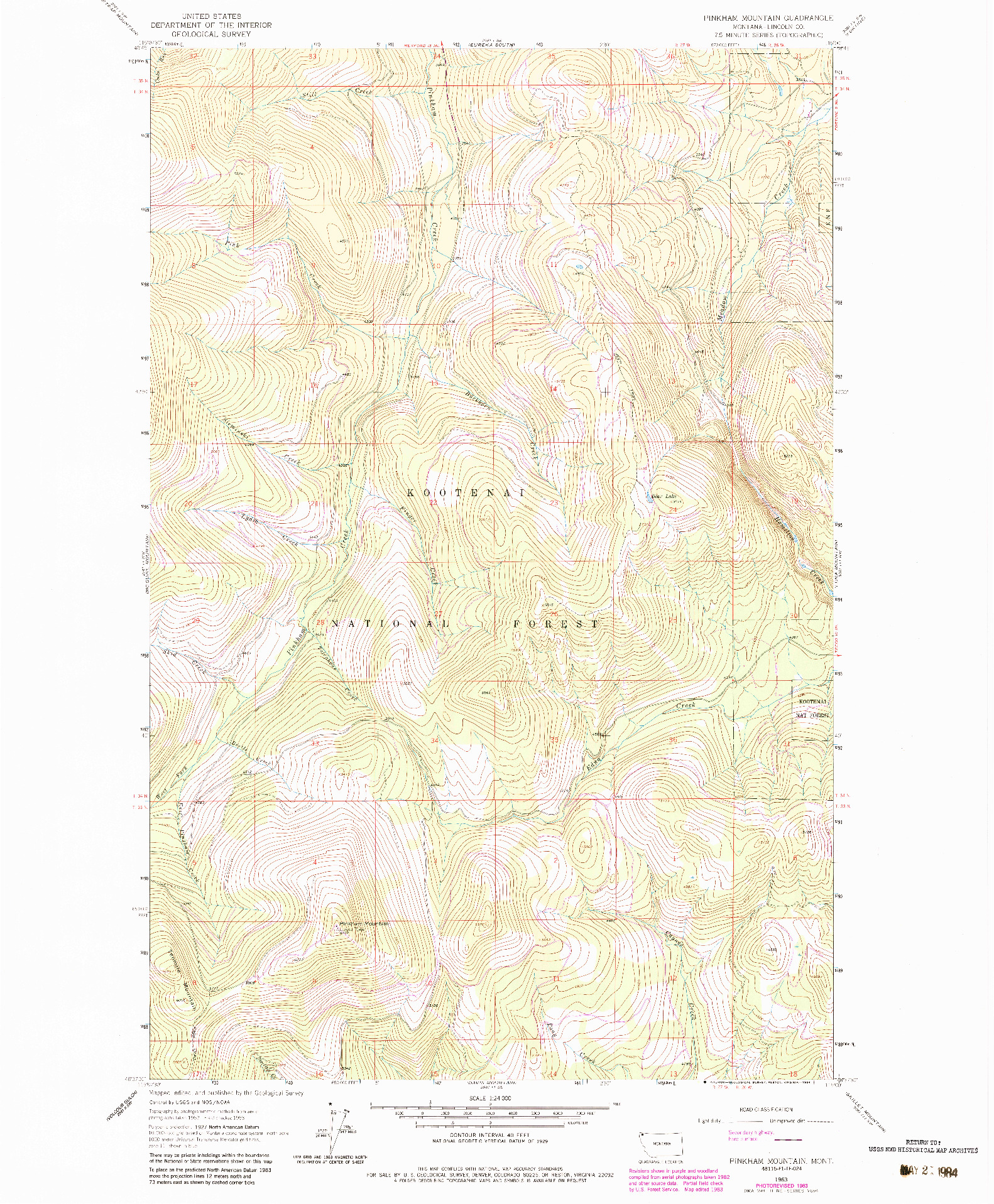 USGS 1:24000-SCALE QUADRANGLE FOR PINKHAM MOUNTAIN, MT 1963