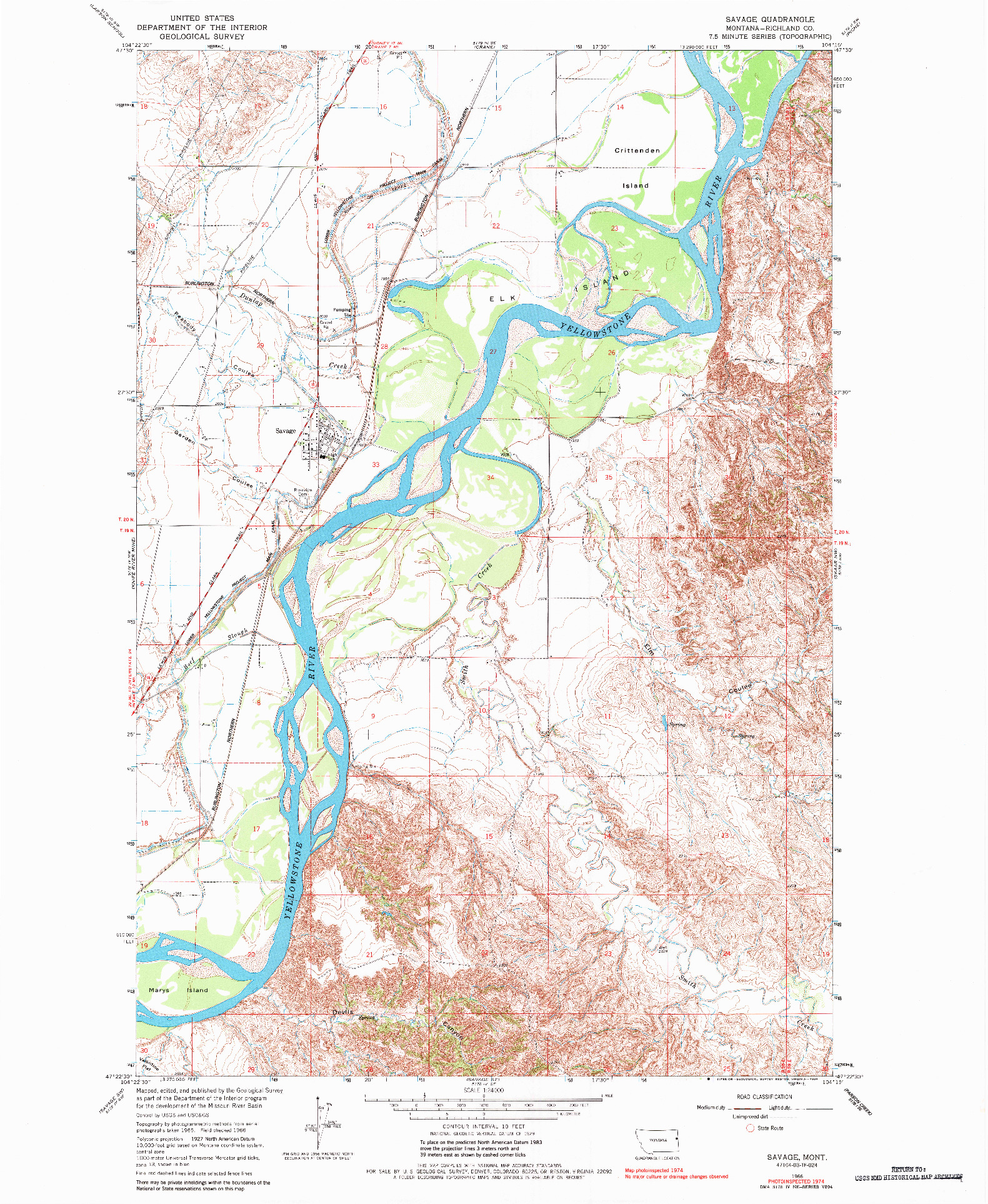 USGS 1:24000-SCALE QUADRANGLE FOR SAVAGE, MT 1966