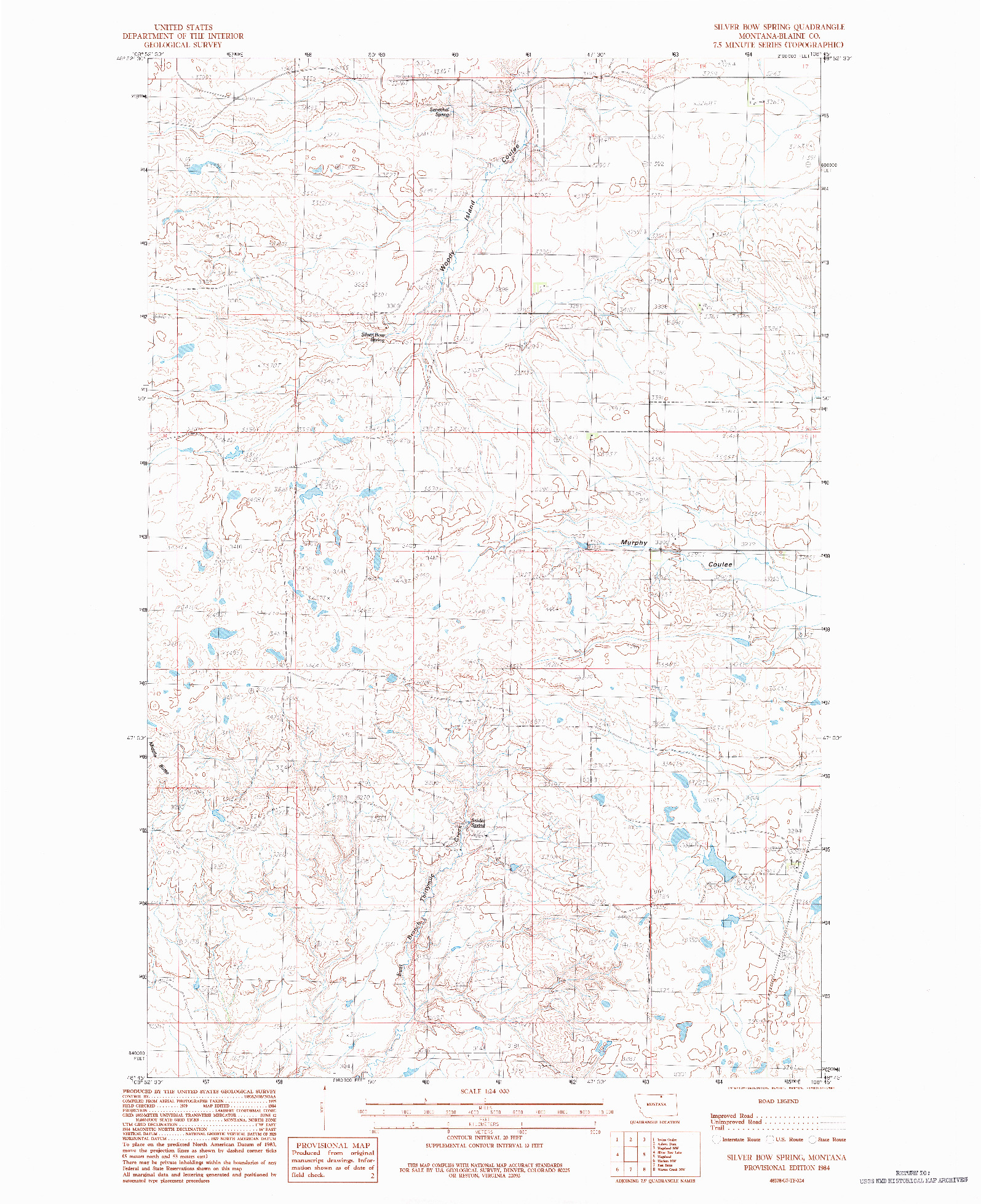 USGS 1:24000-SCALE QUADRANGLE FOR SILVER BOW SPRING, MT 1984