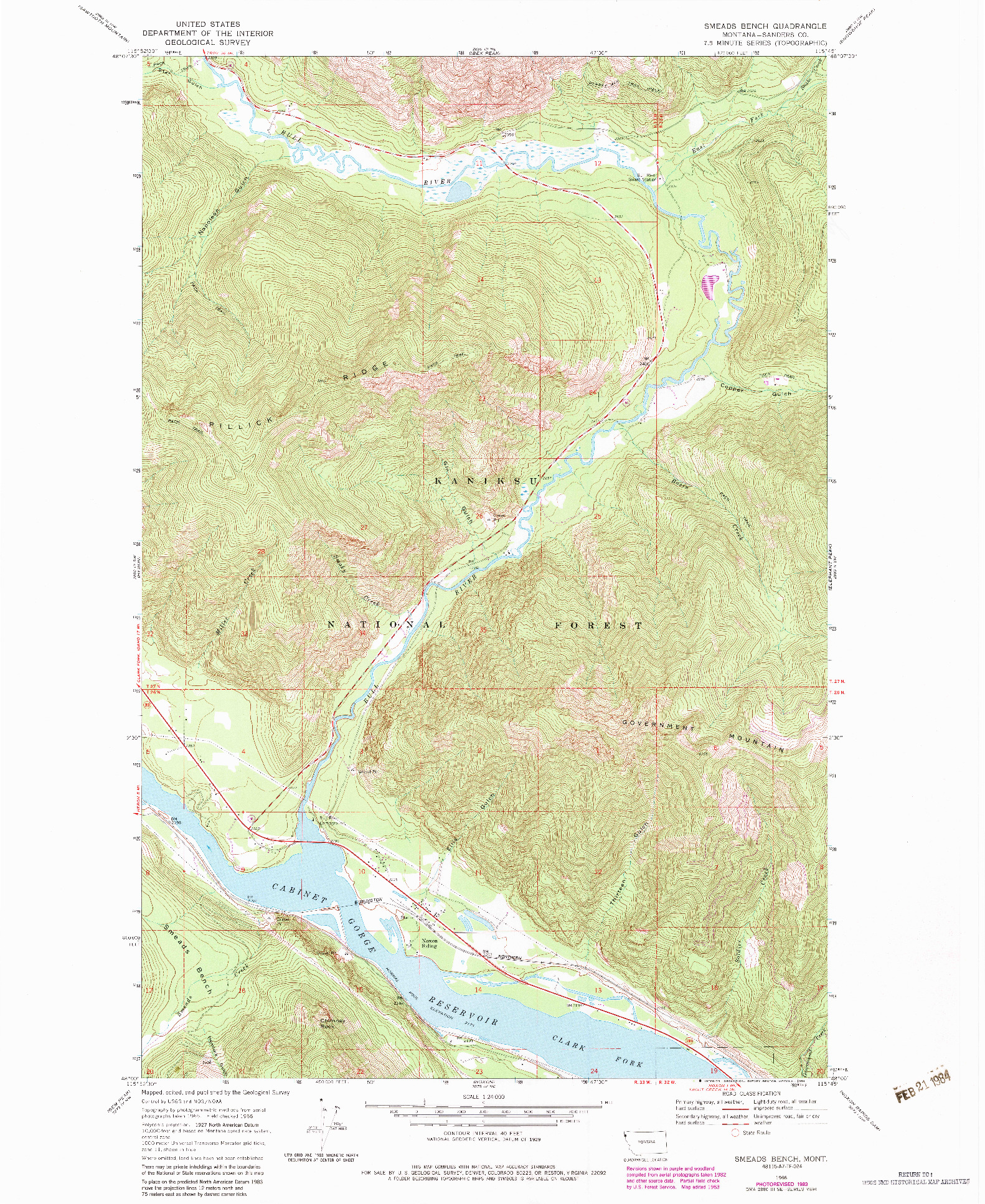 USGS 1:24000-SCALE QUADRANGLE FOR SMEADS BENCH, MT 1966