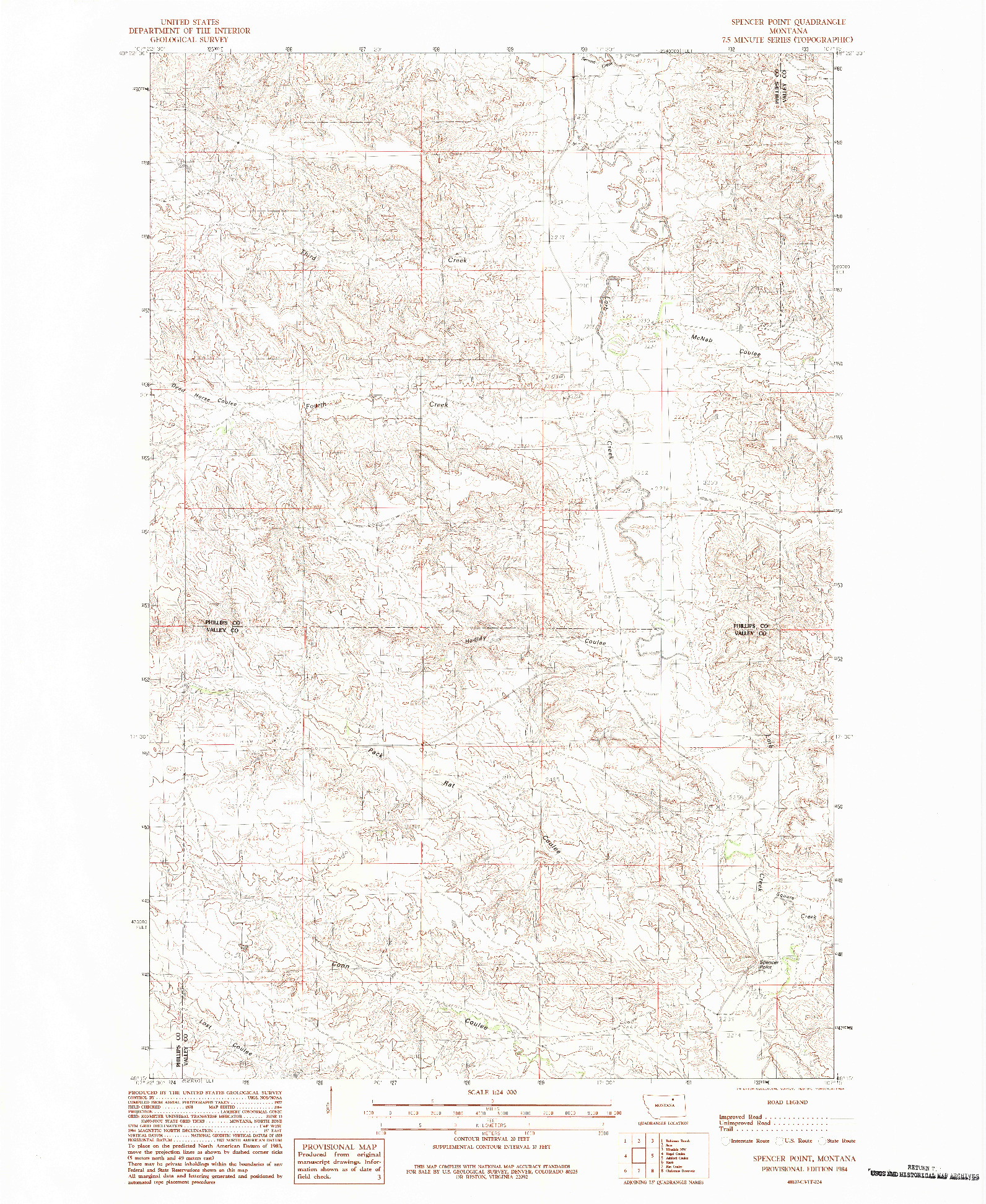 USGS 1:24000-SCALE QUADRANGLE FOR SPENCER POINT, MT 1984