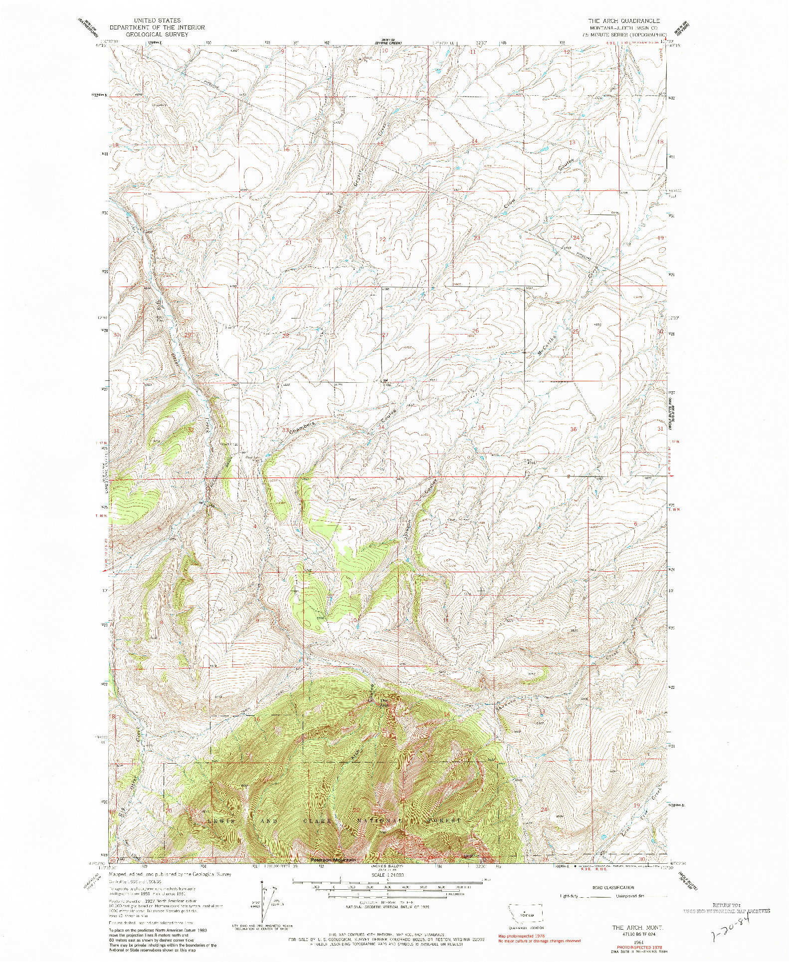 USGS 1:24000-SCALE QUADRANGLE FOR THE ARCH, MT 1961