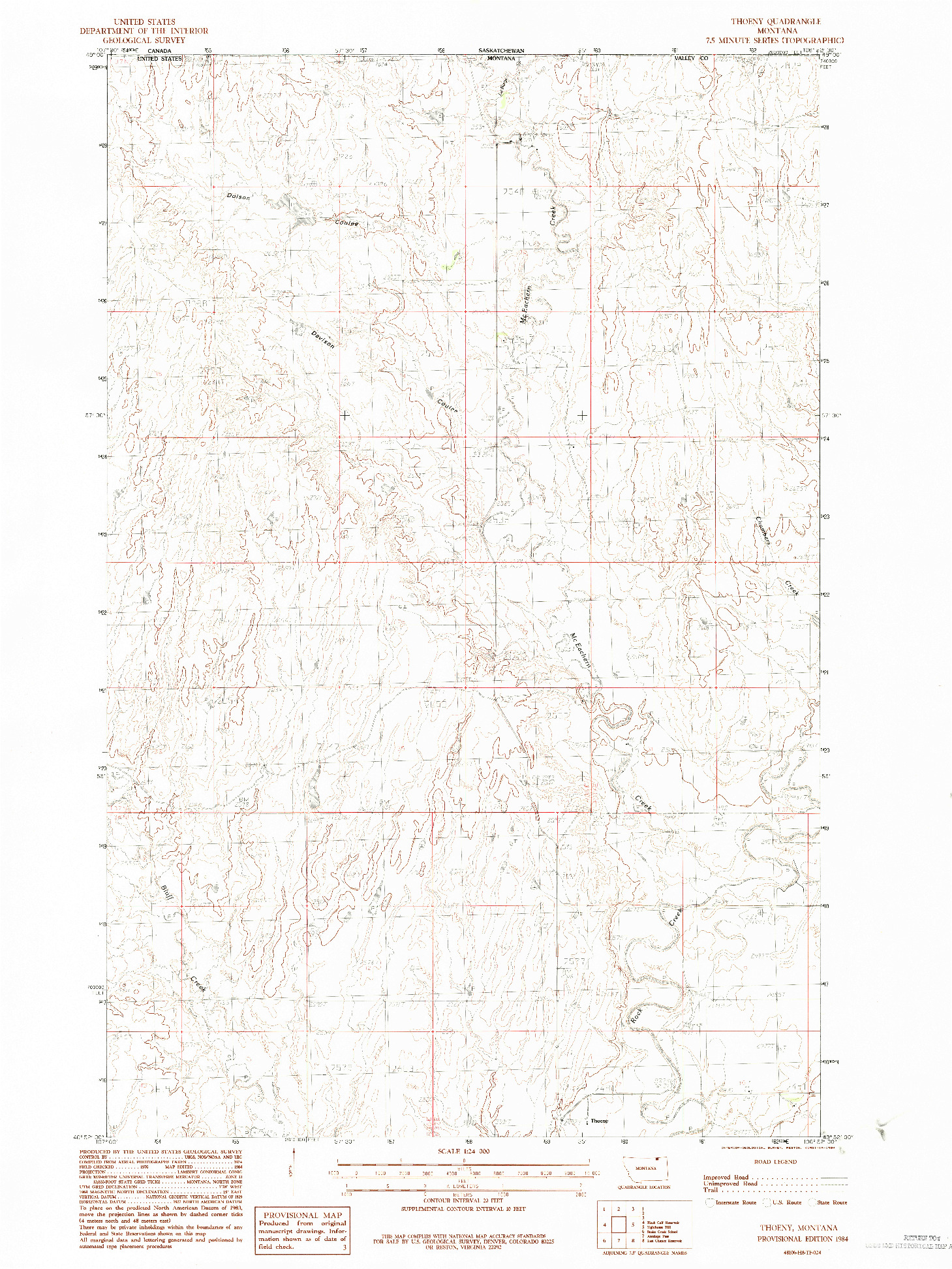 USGS 1:24000-SCALE QUADRANGLE FOR THOENY, MT 1984