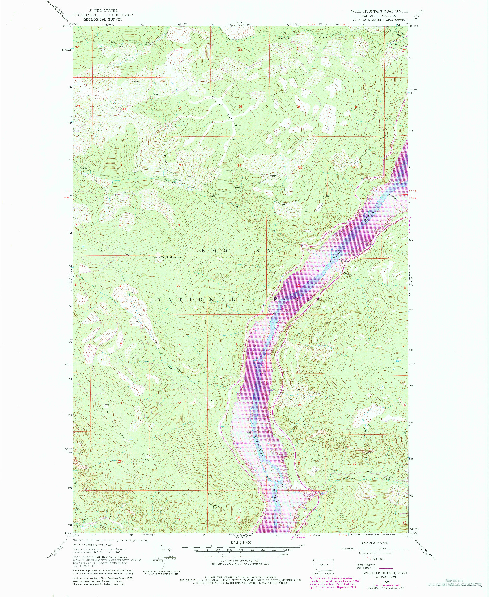 USGS 1:24000-SCALE QUADRANGLE FOR WEBB MOUNTAIN, MT 1963