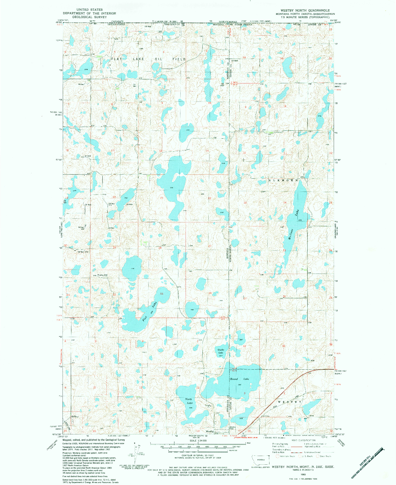 USGS 1:24000-SCALE QUADRANGLE FOR WESTBY NORTH, MT 1983