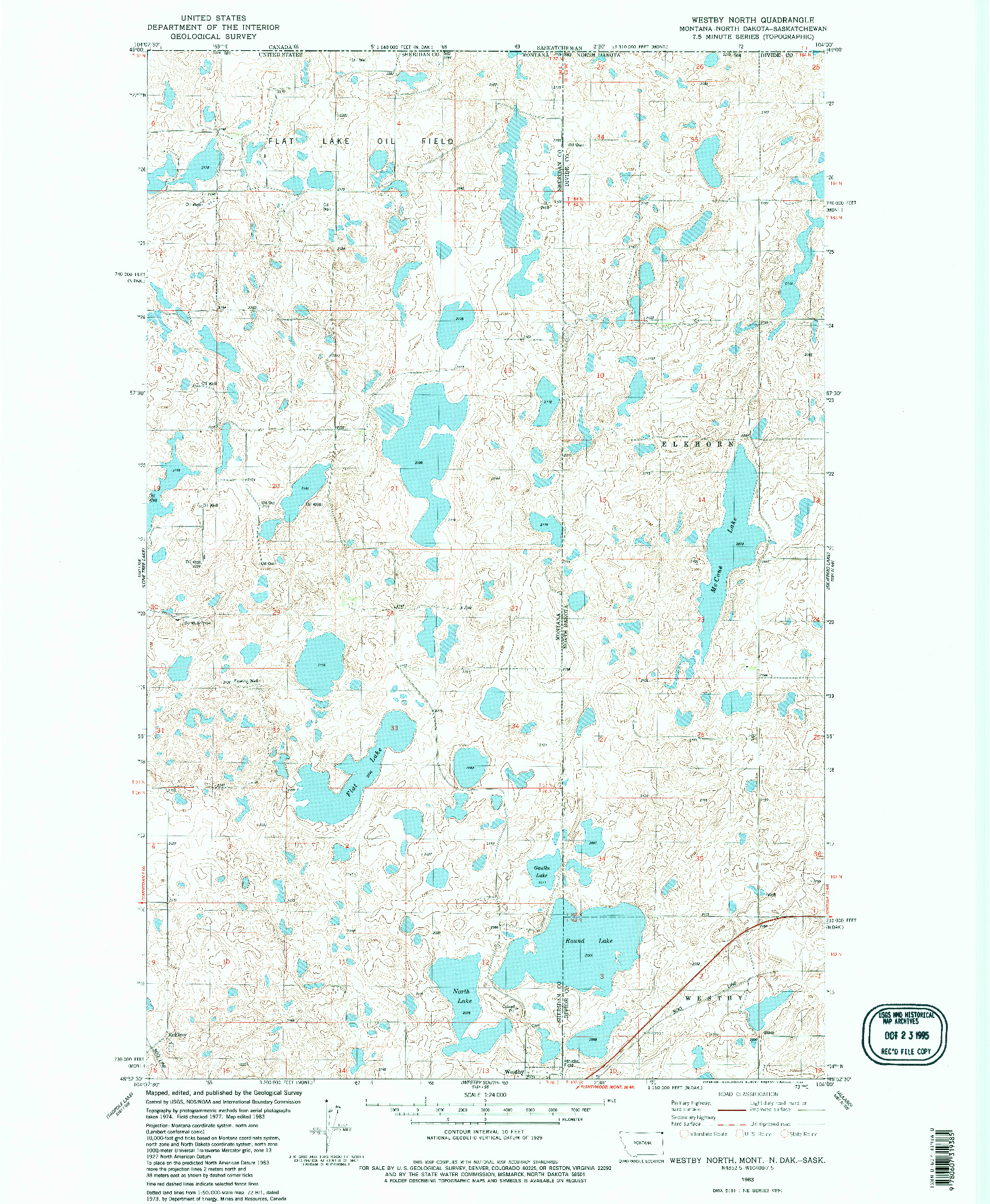USGS 1:24000-SCALE QUADRANGLE FOR WESTBY NORTH, MT 1983