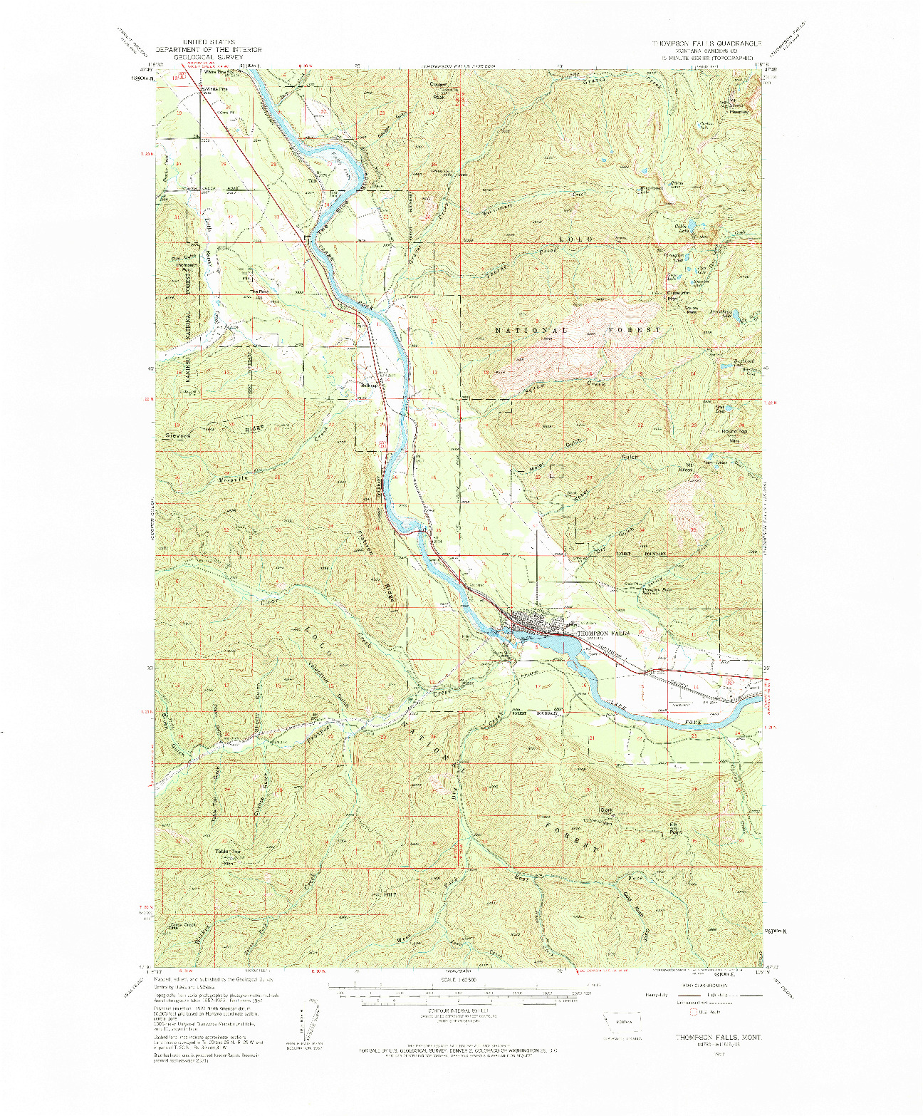 USGS 1:62500-SCALE QUADRANGLE FOR THOMPSON FALLS, MT 1957