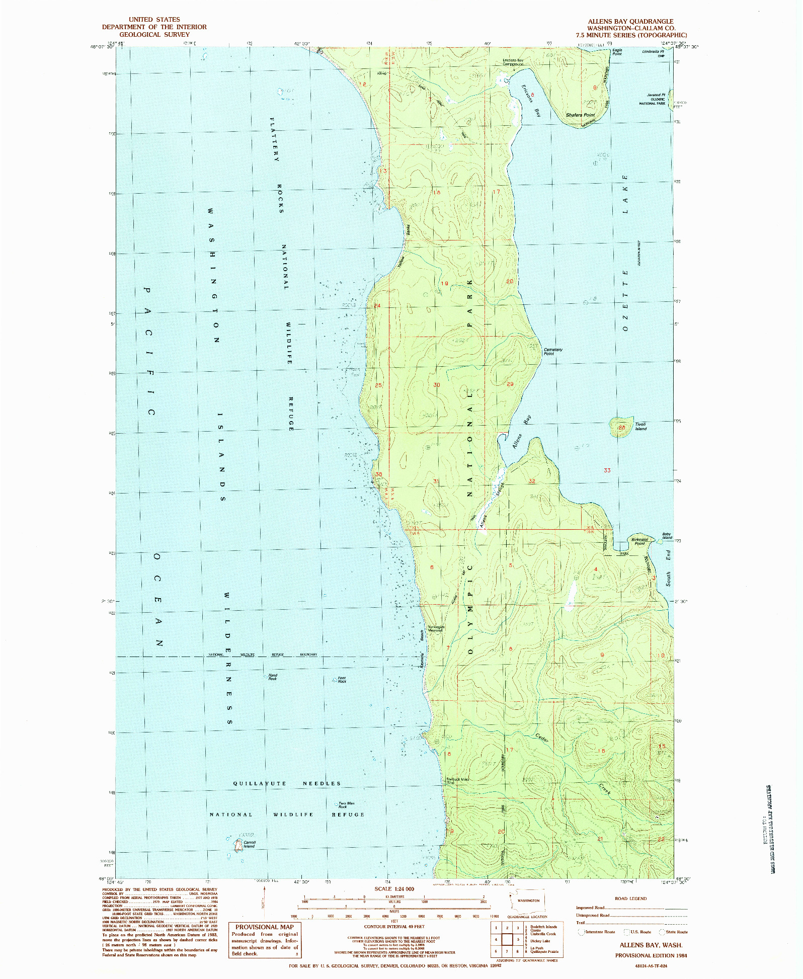 USGS 1:24000-SCALE QUADRANGLE FOR ALLENS BAY, WA 1984