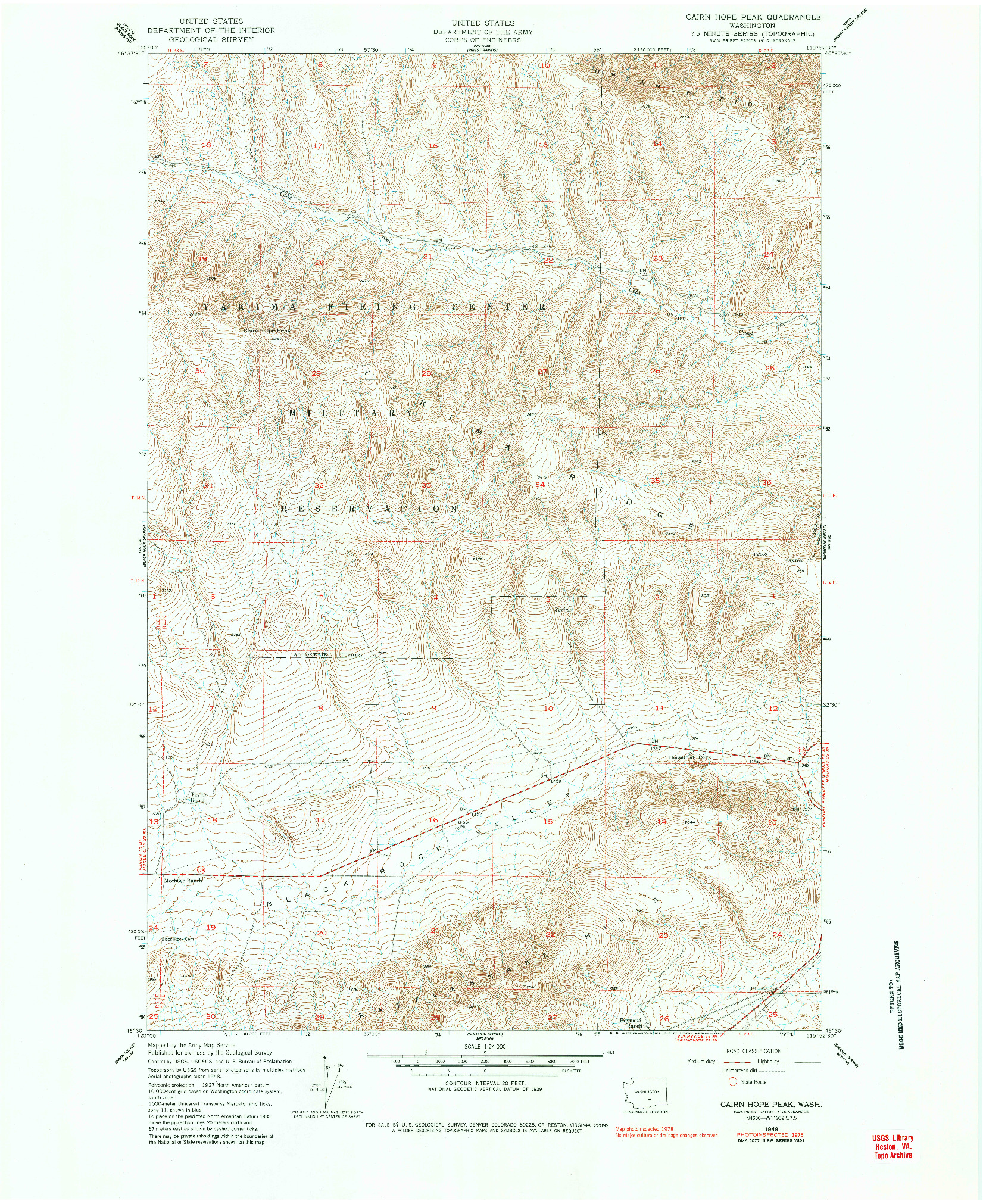 USGS 1:24000-SCALE QUADRANGLE FOR CAIRN HOPE PEAK, WA 1948