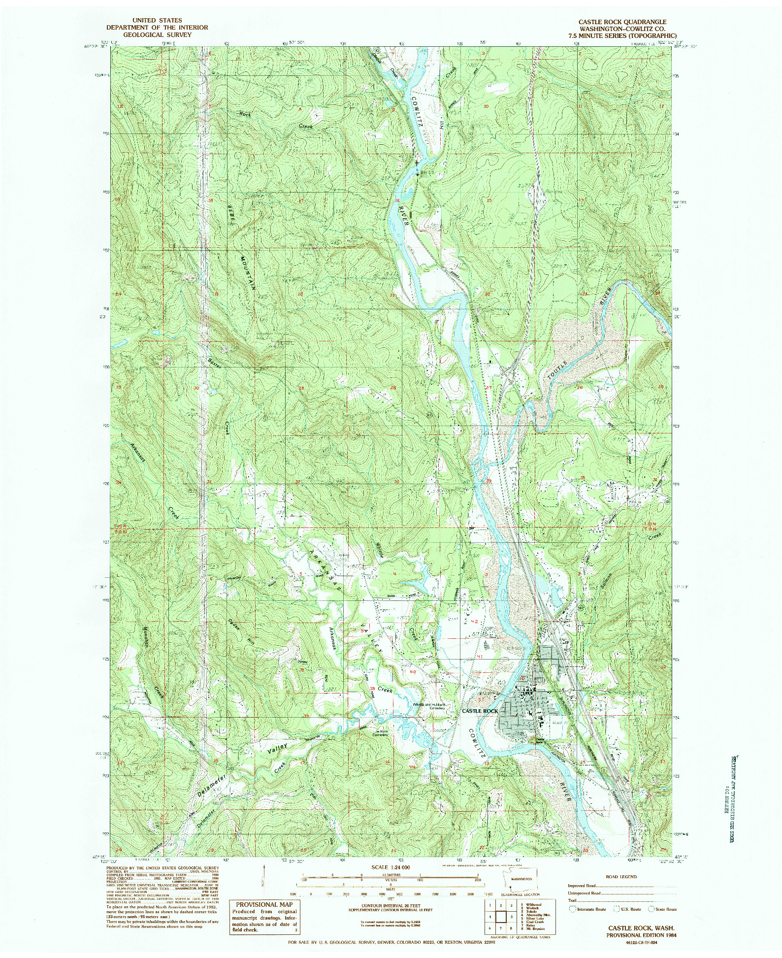 USGS 1:24000-SCALE QUADRANGLE FOR CASTLE ROCK, WA 1984