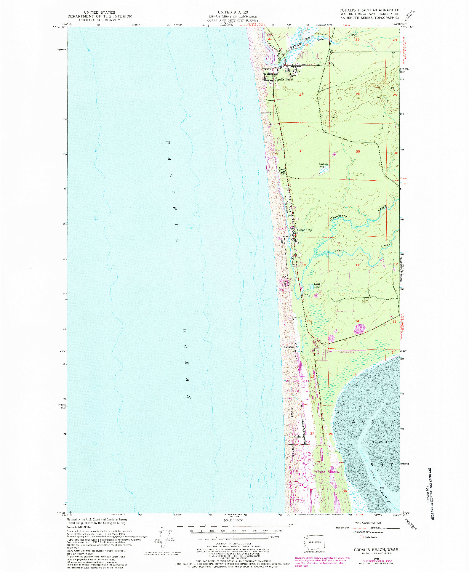 USGS 1:24000-SCALE QUADRANGLE FOR COPALIS BEACH, WA 1955