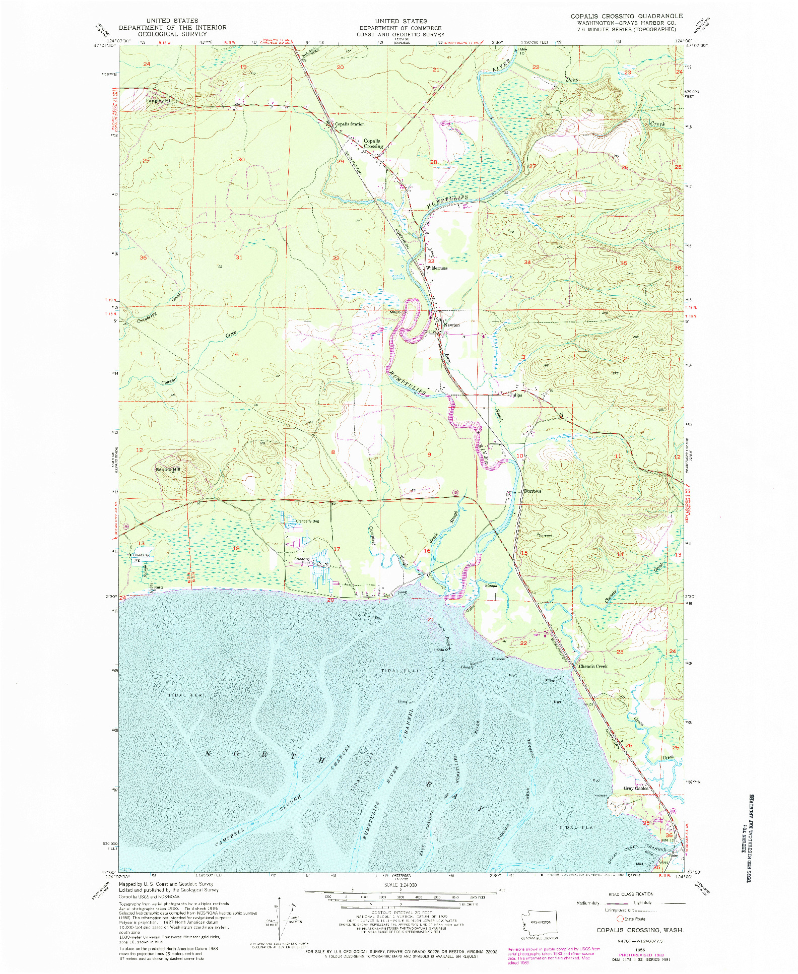 USGS 1:24000-SCALE QUADRANGLE FOR COPALIS CROSSING, WA 1956