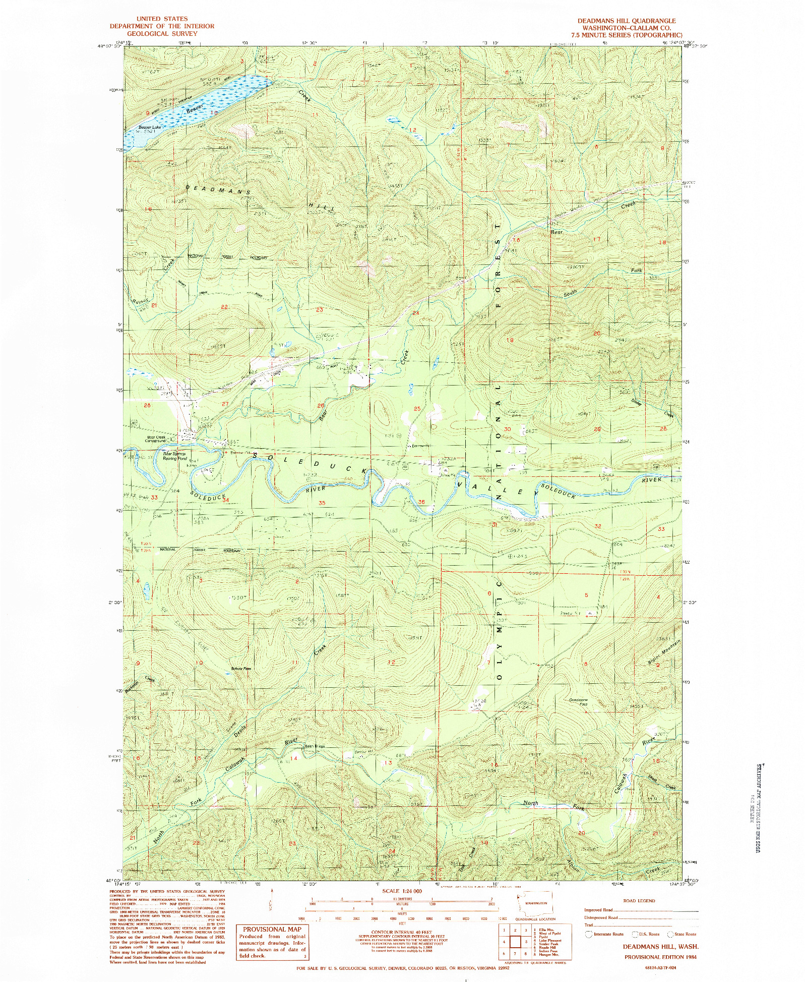 USGS 1:24000-SCALE QUADRANGLE FOR DEADMANS HILL, WA 1984