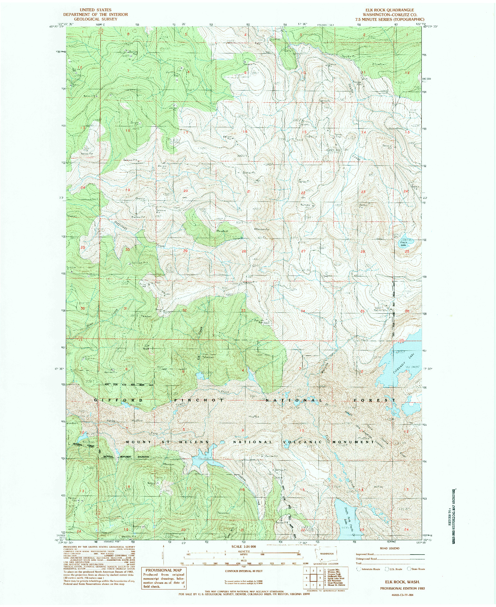 USGS 1:24000-SCALE QUADRANGLE FOR ELK ROCK, WA 1983