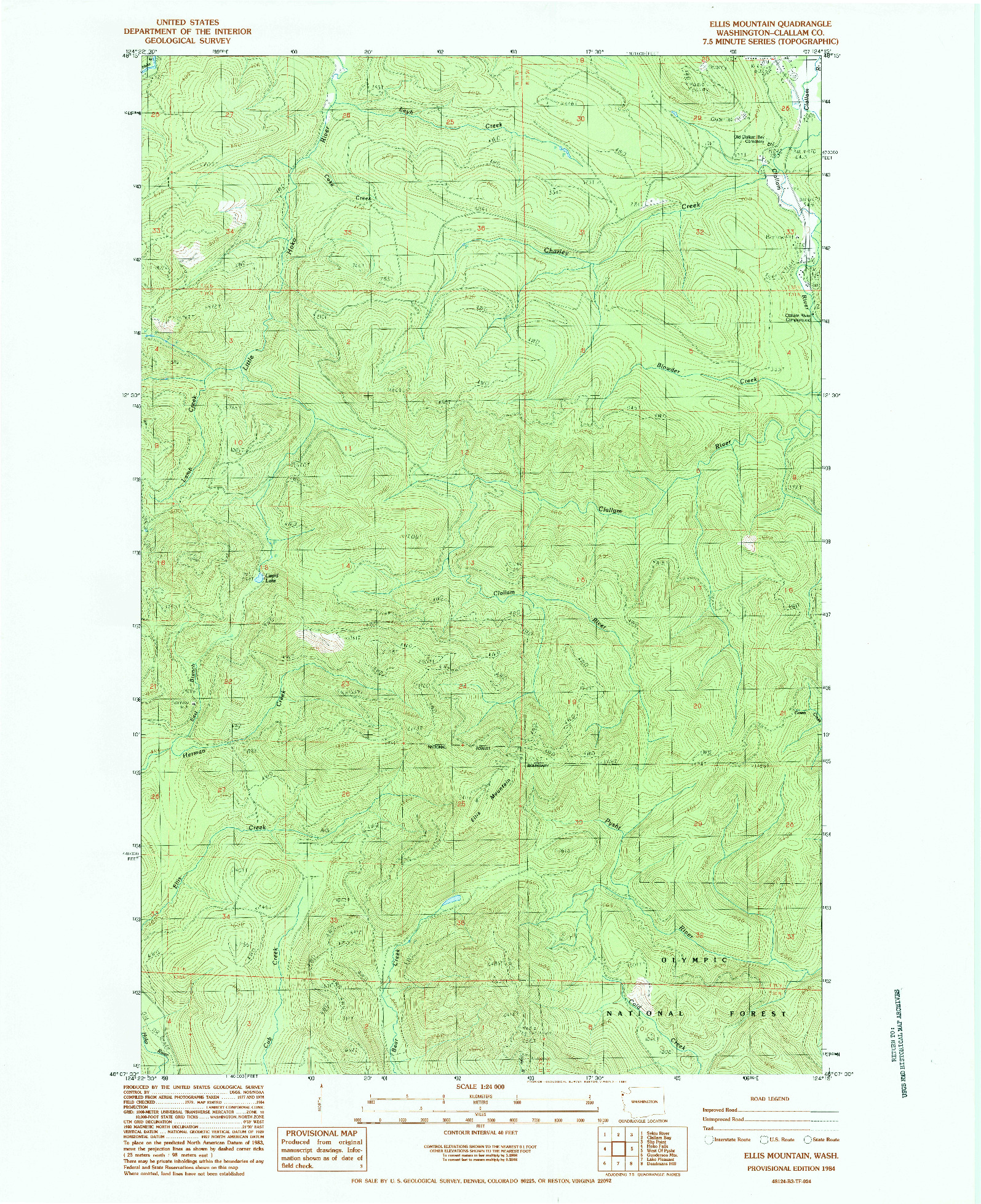 USGS 1:24000-SCALE QUADRANGLE FOR ELLIS MOUNTAIN, WA 1984