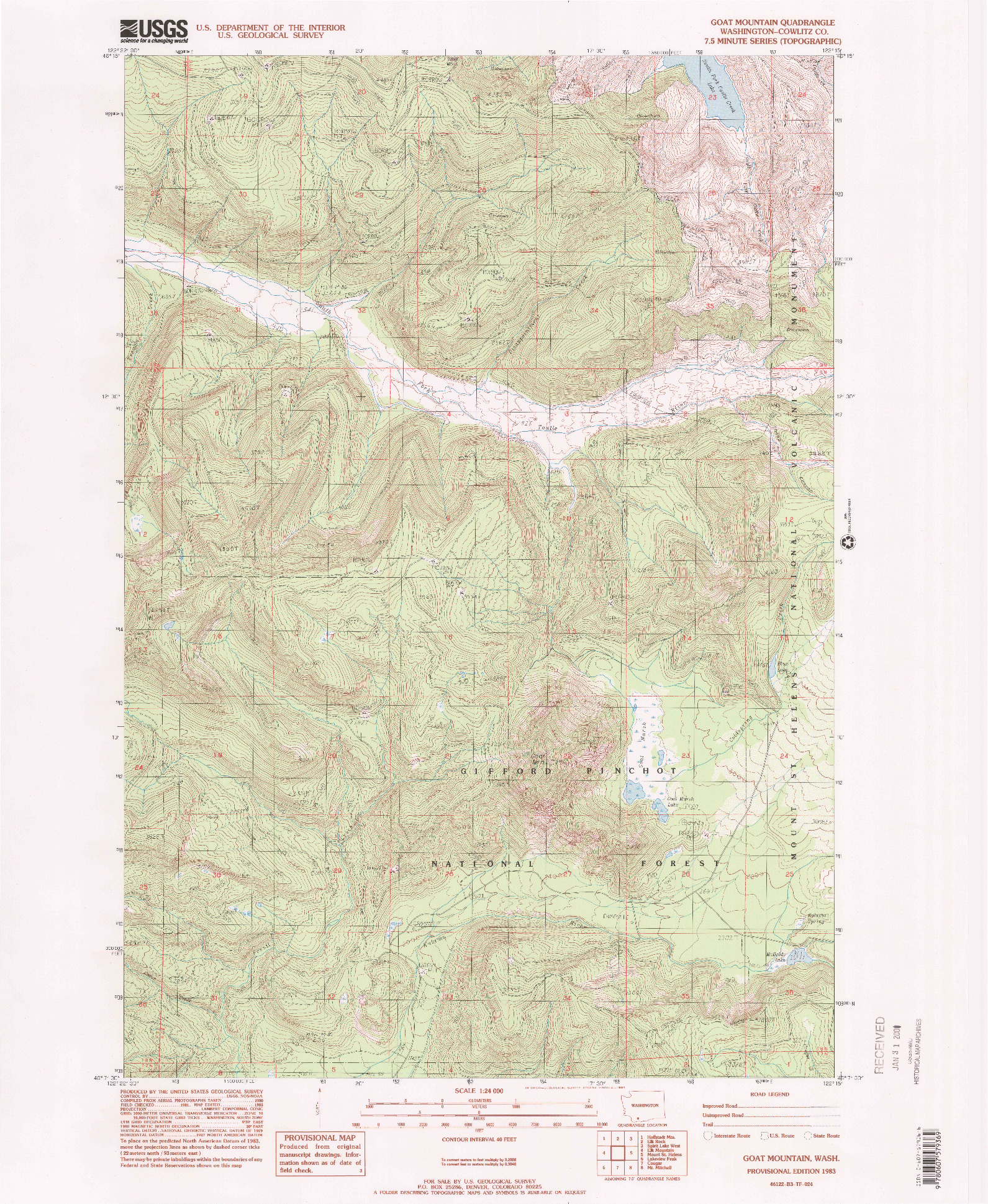 USGS 1:24000-SCALE QUADRANGLE FOR GOAT MOUNTAIN, WA 1983