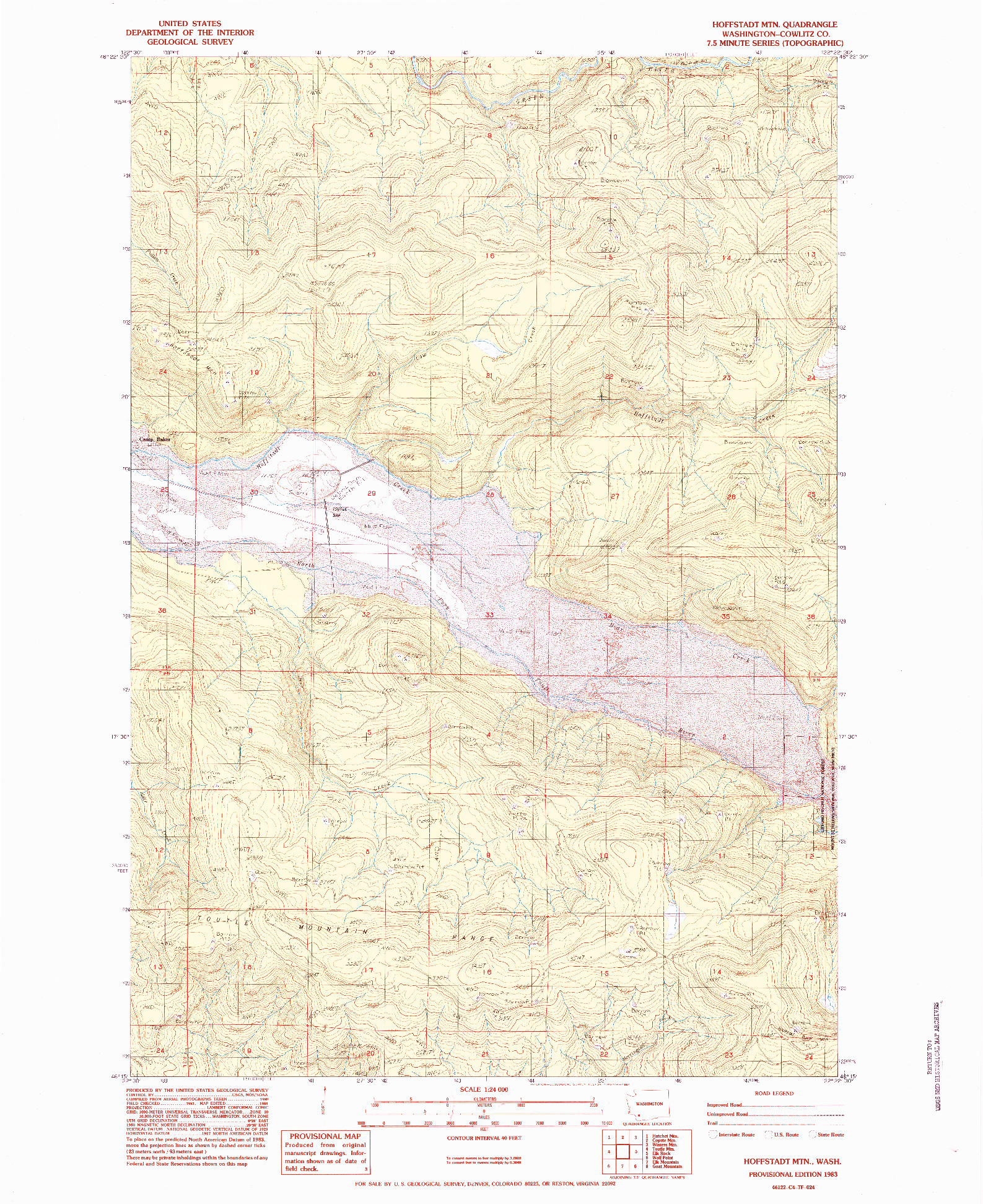 USGS 1:24000-SCALE QUADRANGLE FOR HOFFSTADT MTN, WA 1983