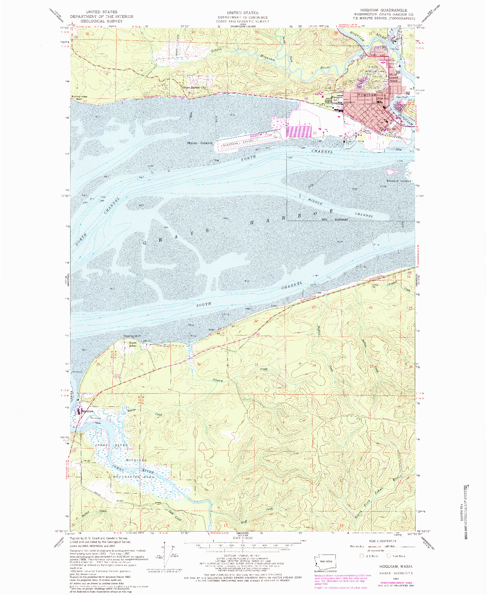 USGS 1:24000-SCALE QUADRANGLE FOR HOQUIAM, WA 1957