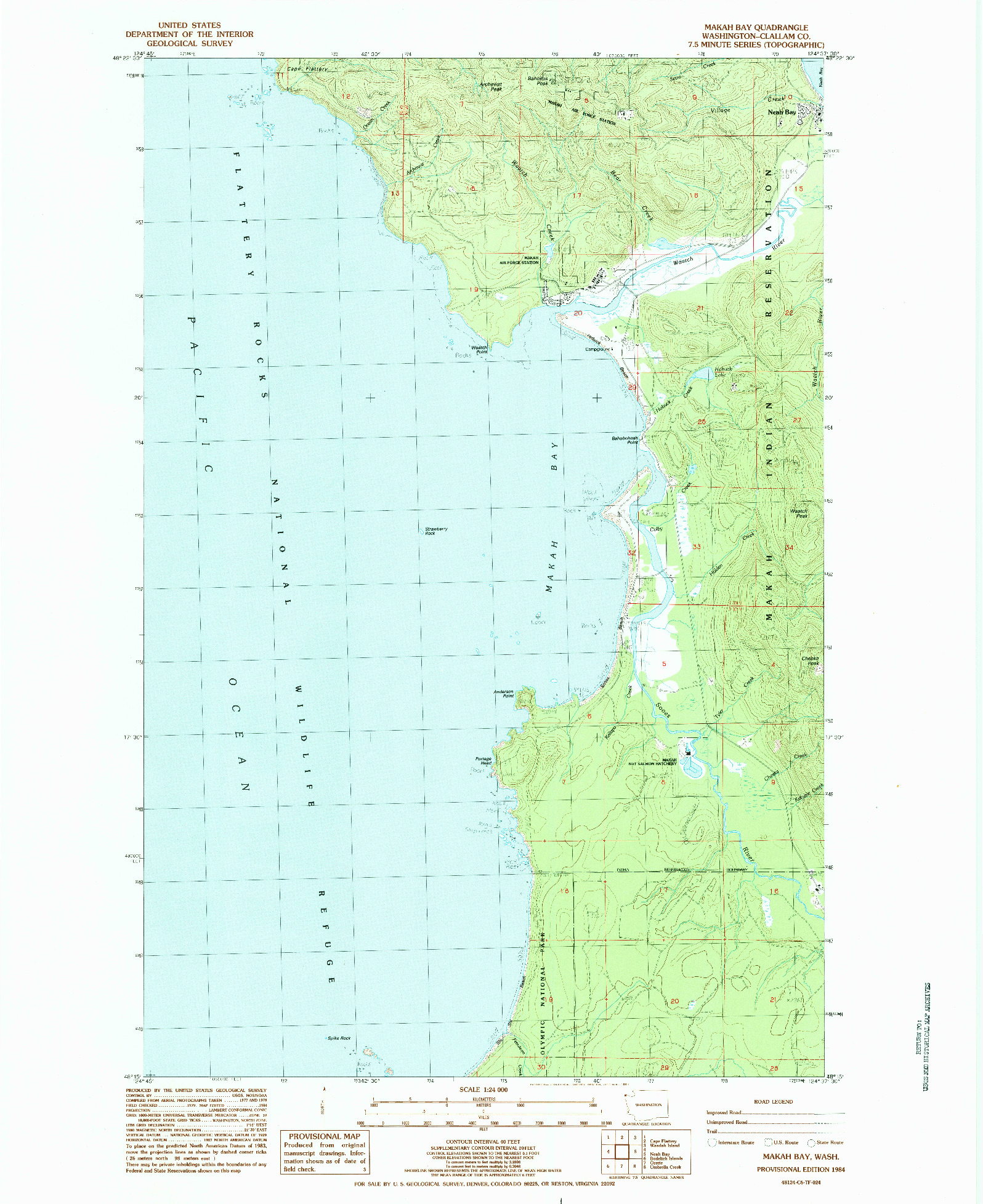 USGS 1:24000-SCALE QUADRANGLE FOR MAKAH BAY, WA 1984