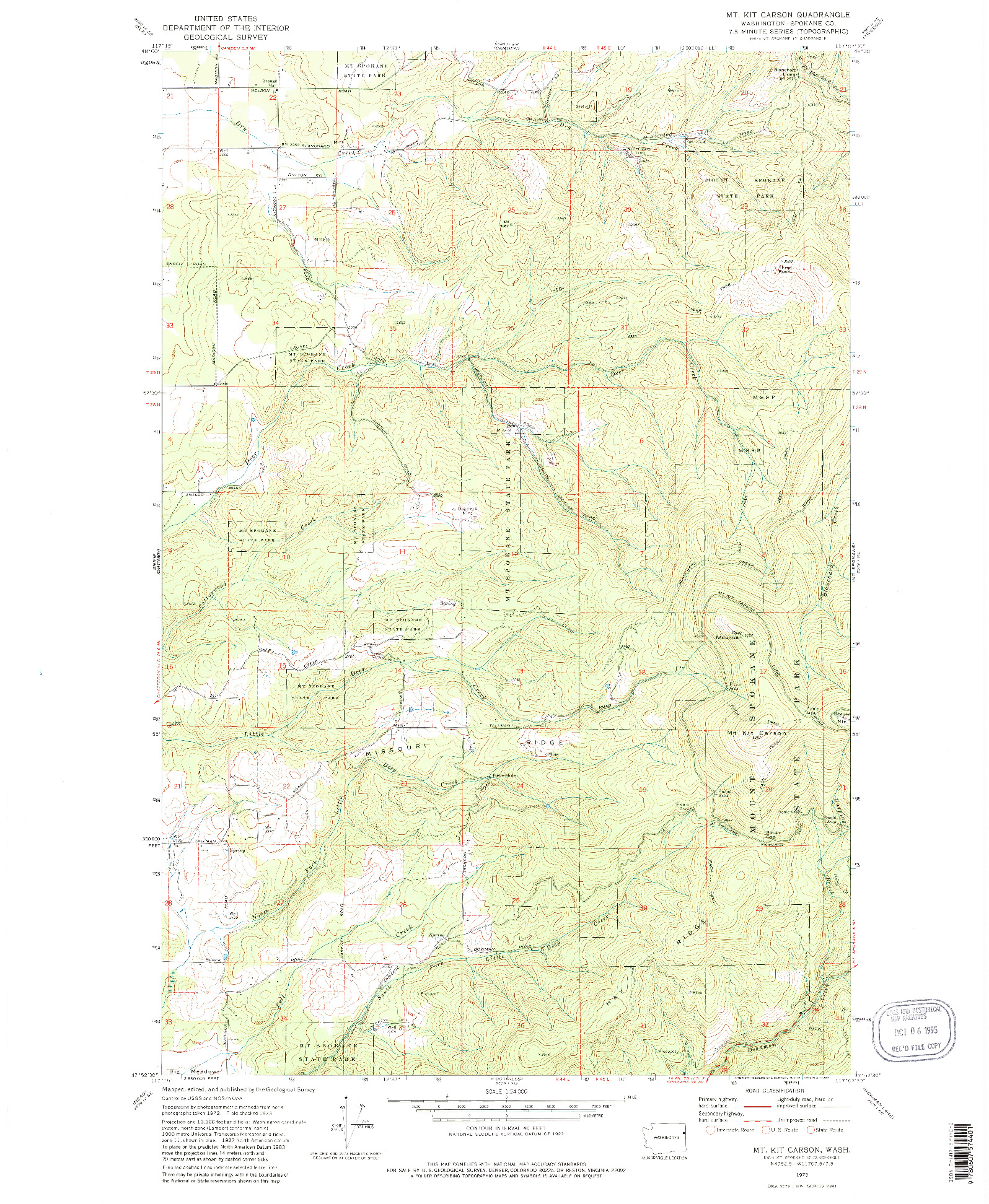 USGS 1:24000-SCALE QUADRANGLE FOR MT. KIT CARSON, WA 1973