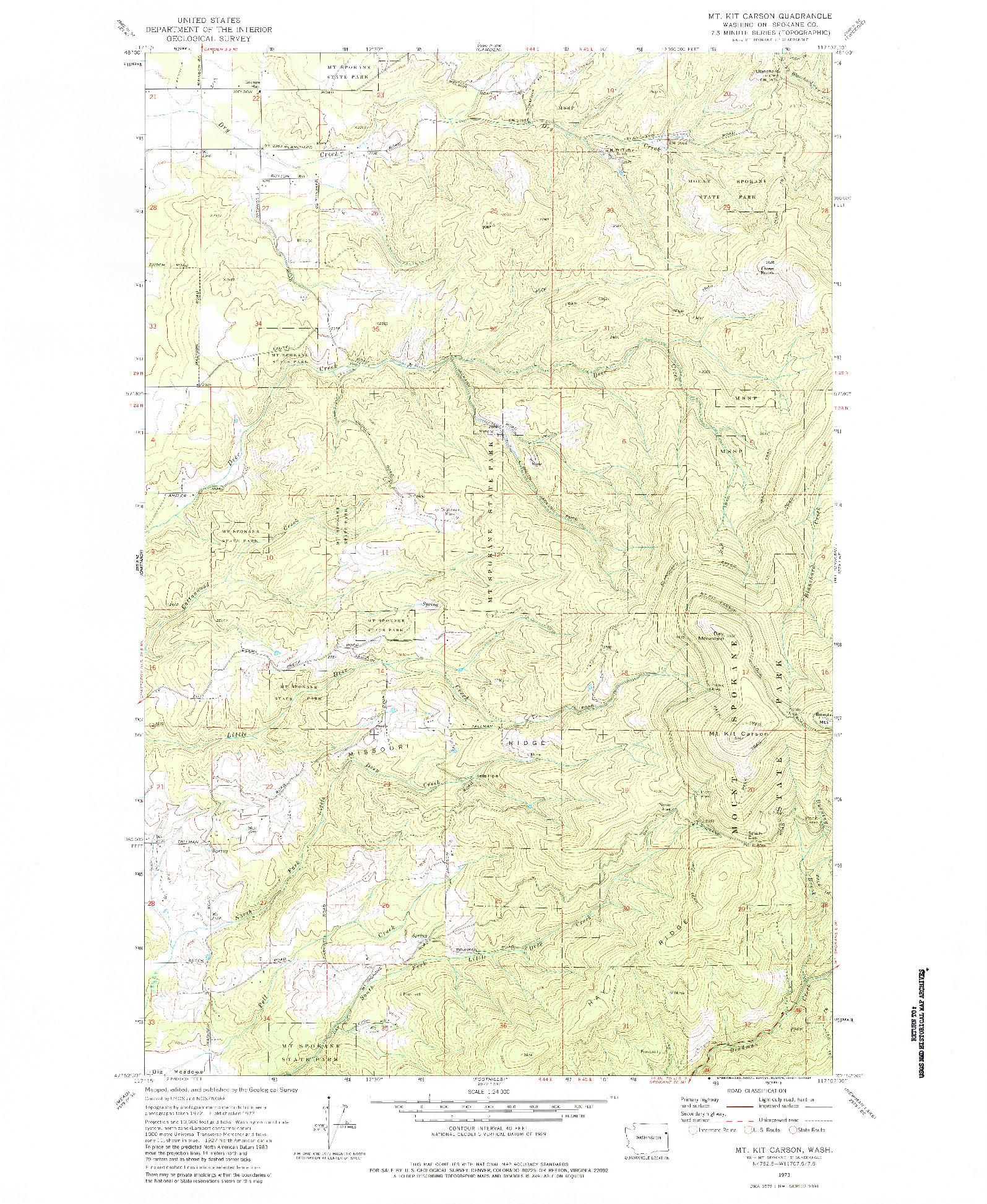 USGS 1:24000-SCALE QUADRANGLE FOR MT. KIT CARSON, WA 1973