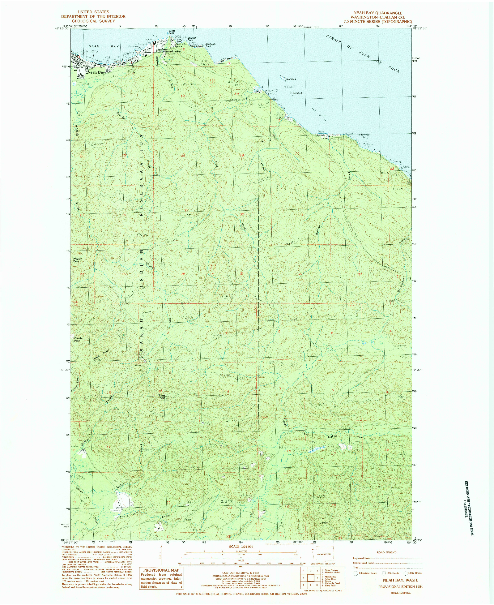 USGS 1:24000-SCALE QUADRANGLE FOR NEAH BAY, WA 1984