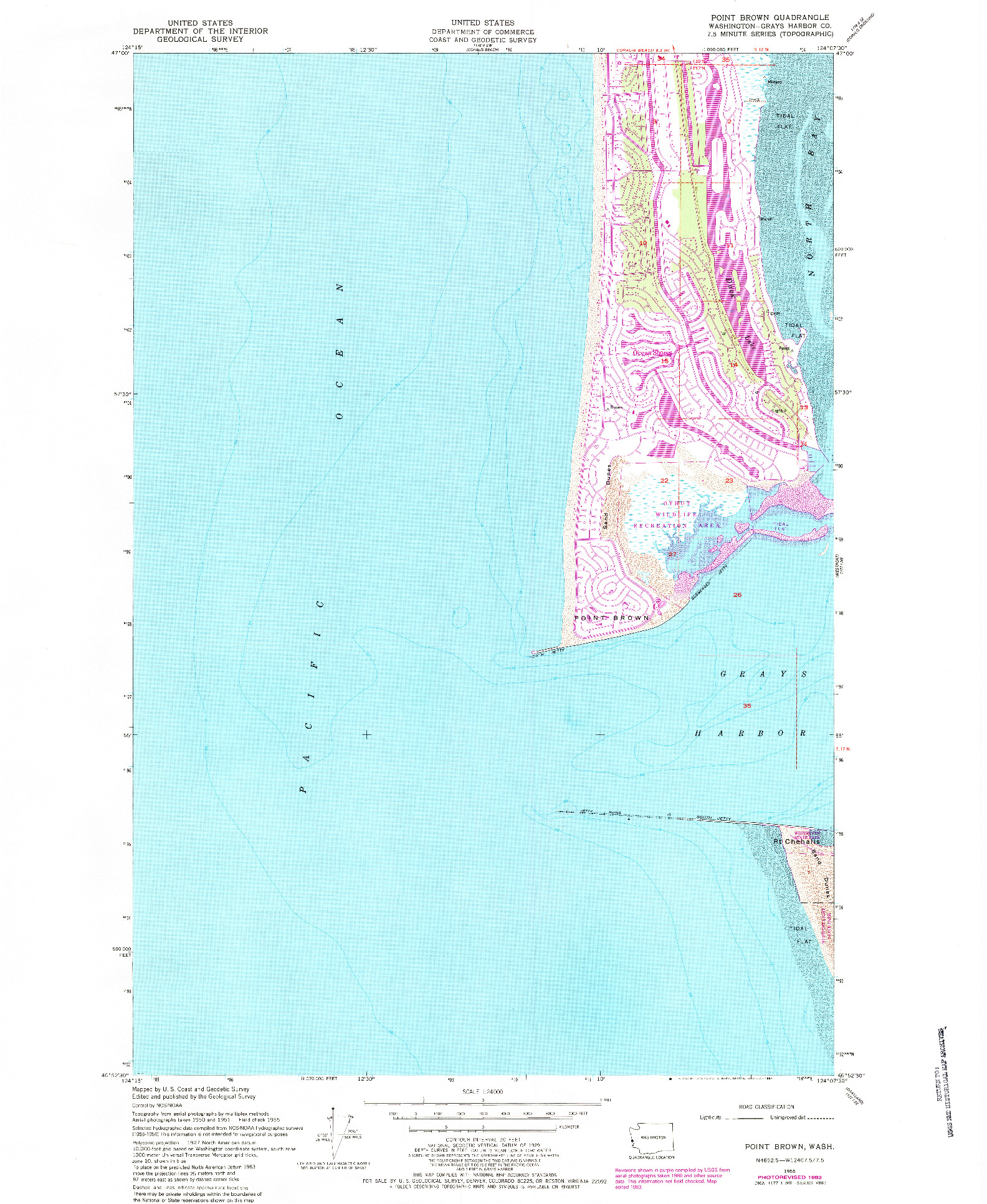 USGS 1:24000-SCALE QUADRANGLE FOR POINT BROWN, WA 1955