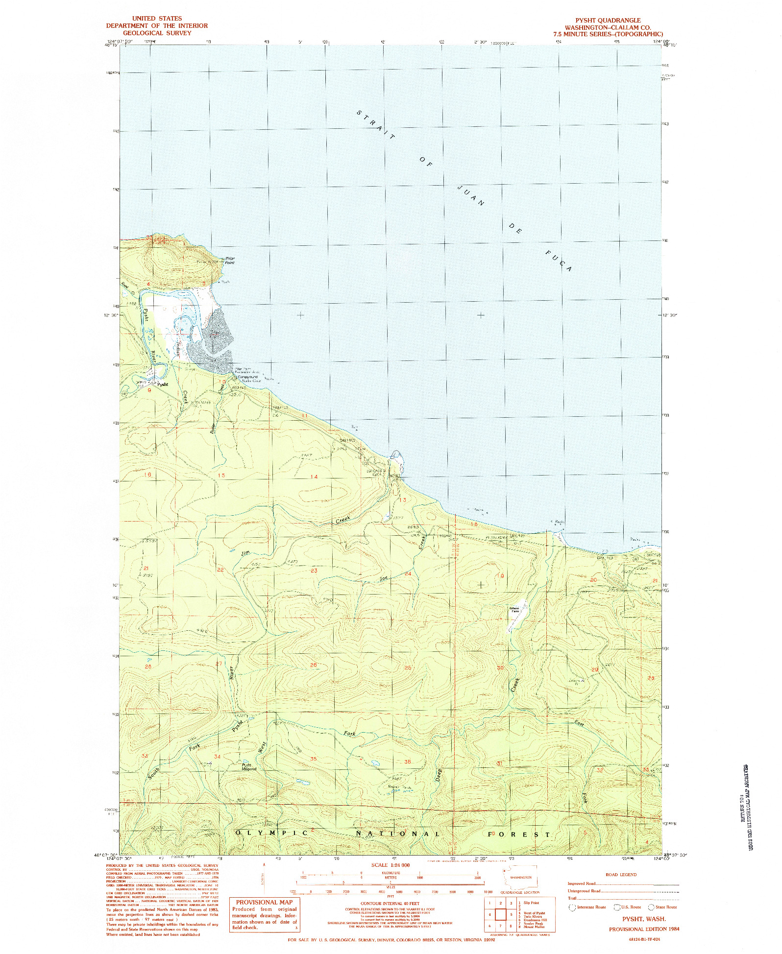 USGS 1:24000-SCALE QUADRANGLE FOR PYSHT, WA 1984