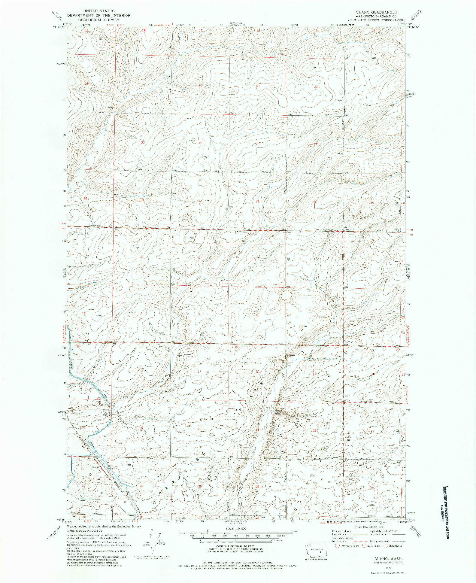 USGS 1:24000-SCALE QUADRANGLE FOR SHANO, WA 1970